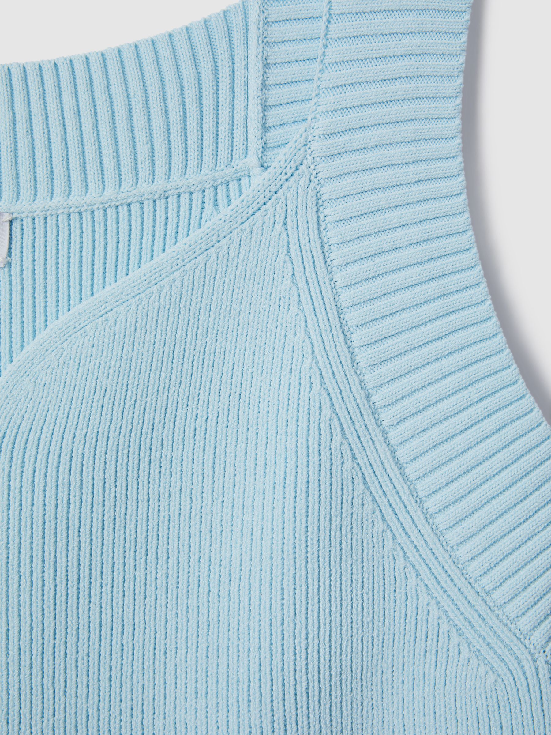 Ribbed Sweetheart Neck Top in Light Blue - Image 6 of 6