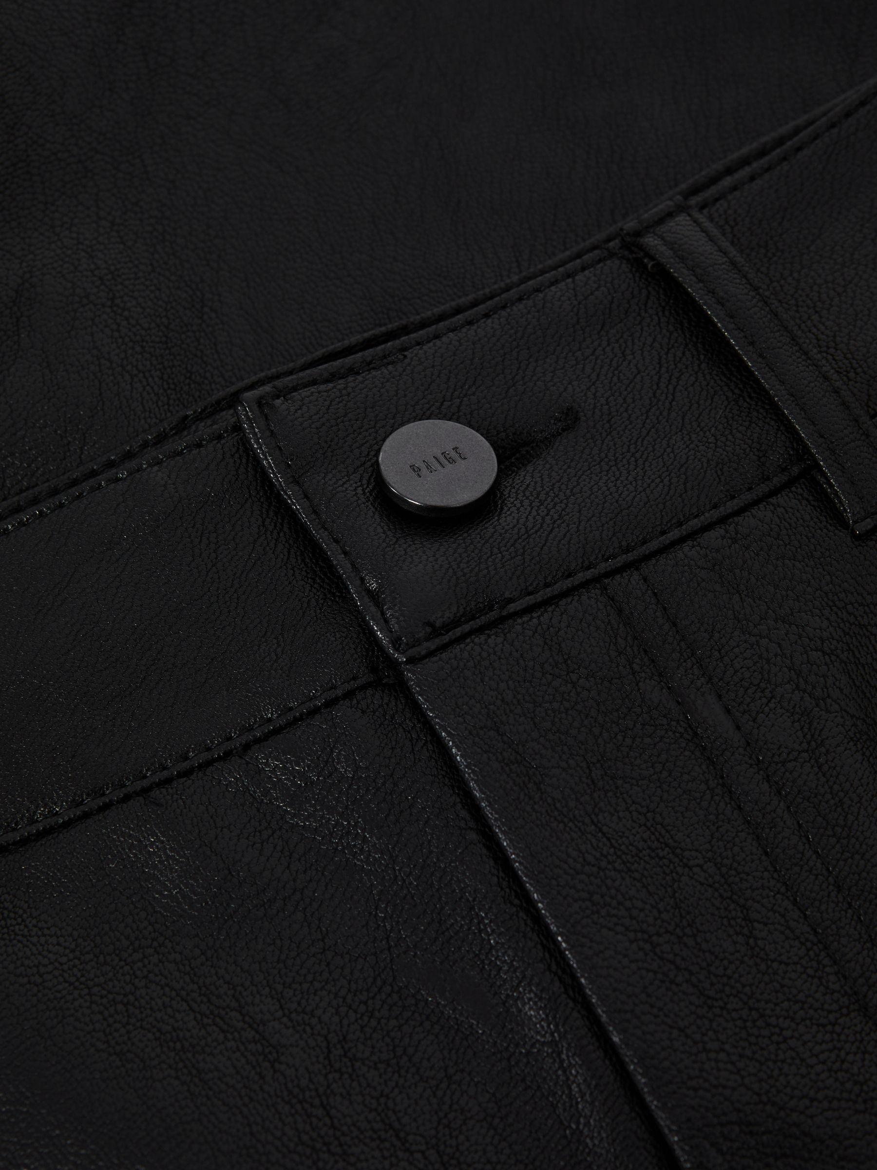 Paige High Rise Leather-Look Wide Leg Jeans in Black - Image 6 of 6
