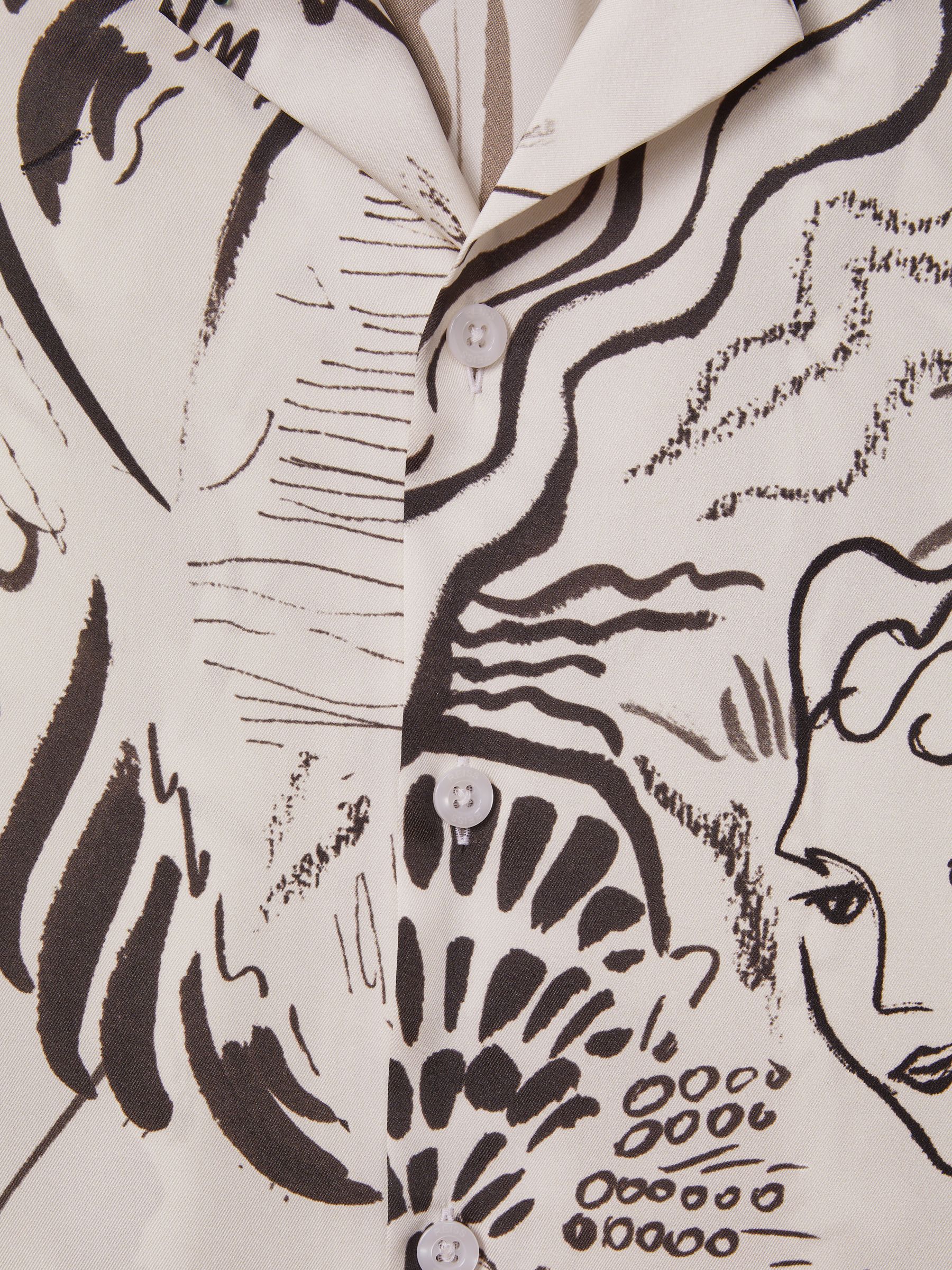 Sketch Design Cuban Collar Shirt in Black/White - Image 6 of 6