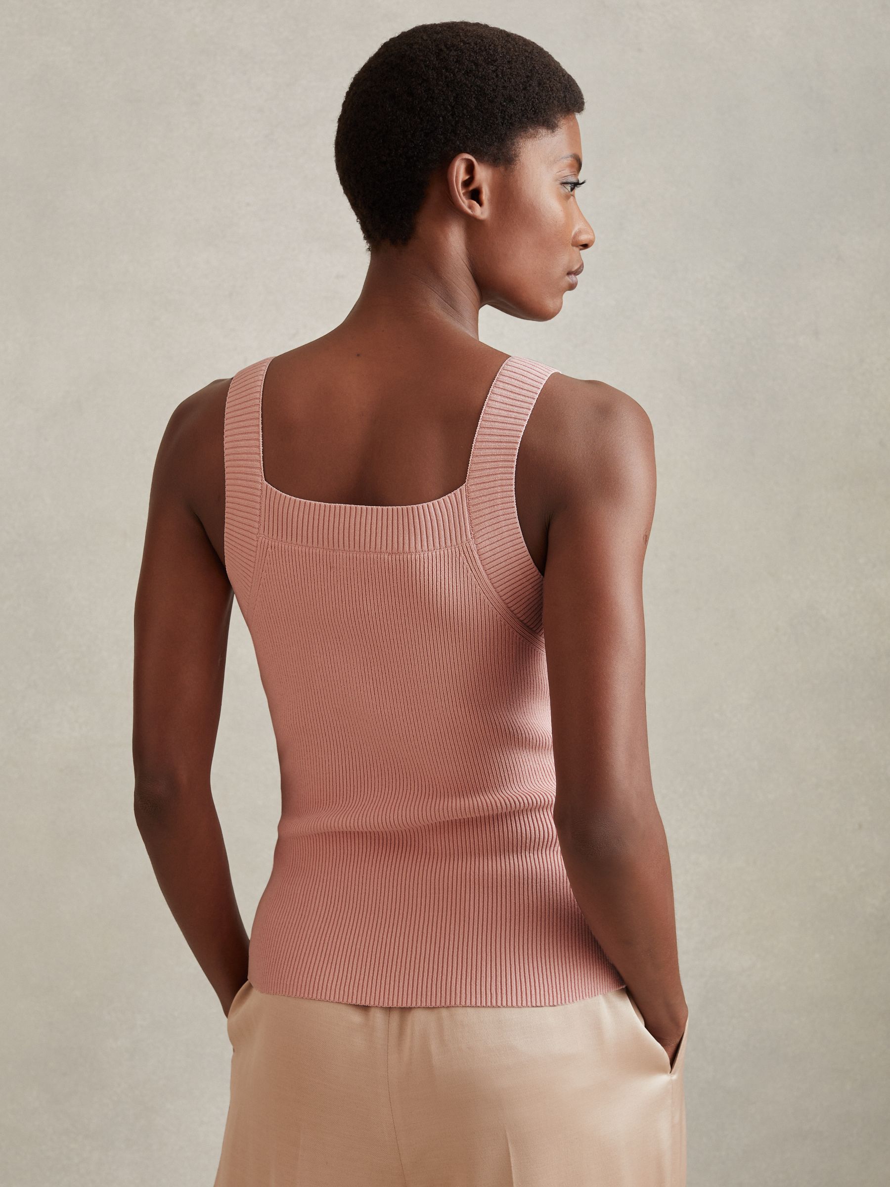 Ribbed Sweetheart Neck Top in Blush - Image 4 of 5