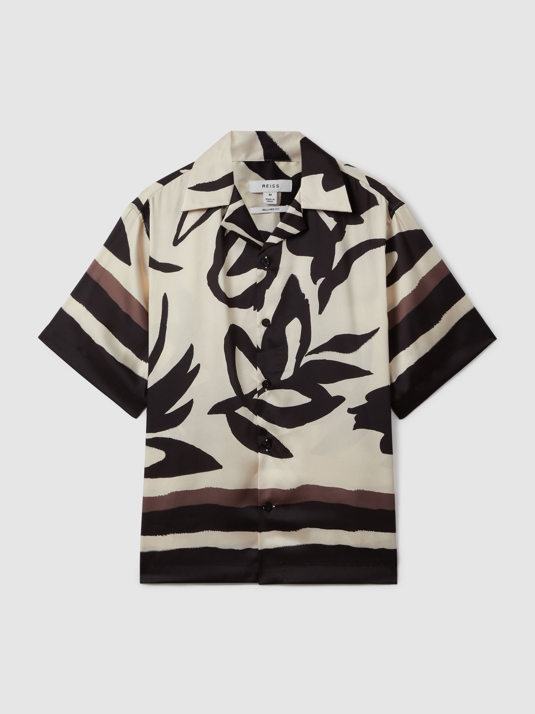 Relaxed Cuban Collar Shirt in Black/Ecru - Image 2 of 6