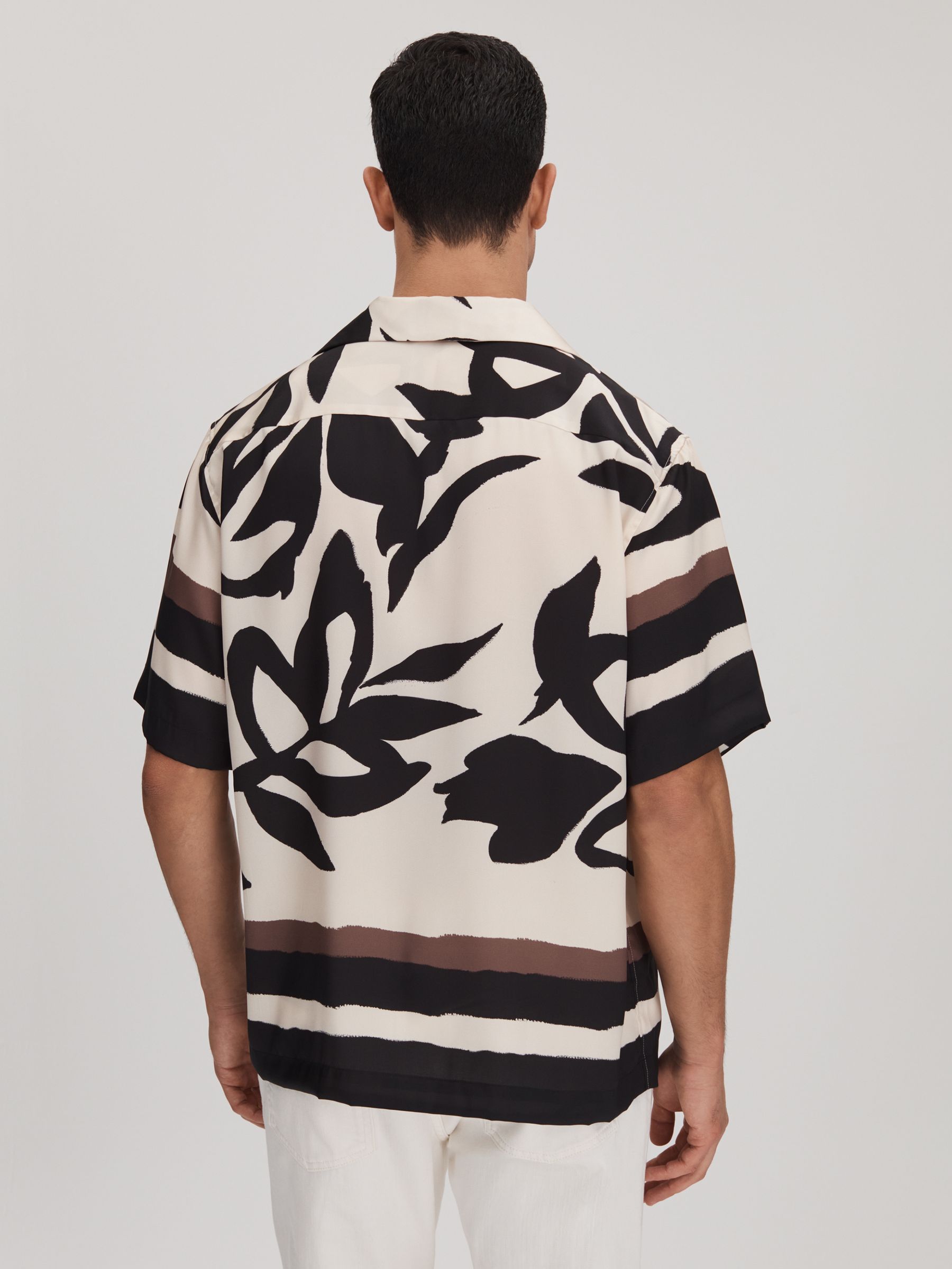Relaxed Cuban Collar Shirt in Black/Ecru - Image 5 of 6