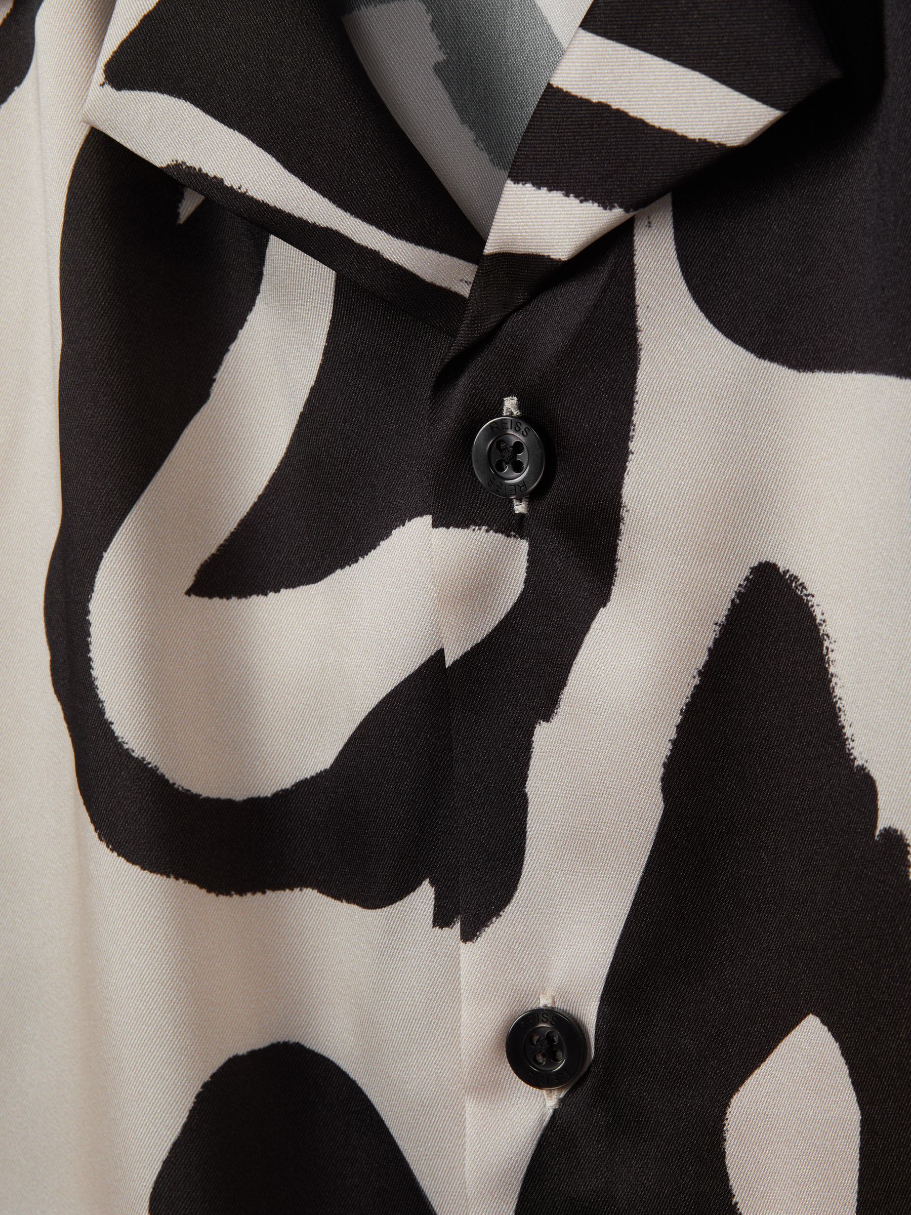 Relaxed Cuban Collar Shirt in Black/Ecru - Image 6 of 6