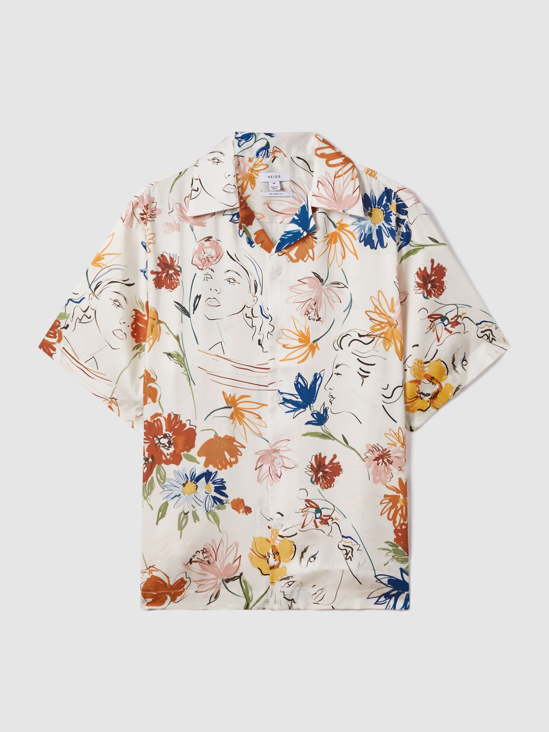 Printed Cuban Collar Shirt in Multi - Image 2 of 7