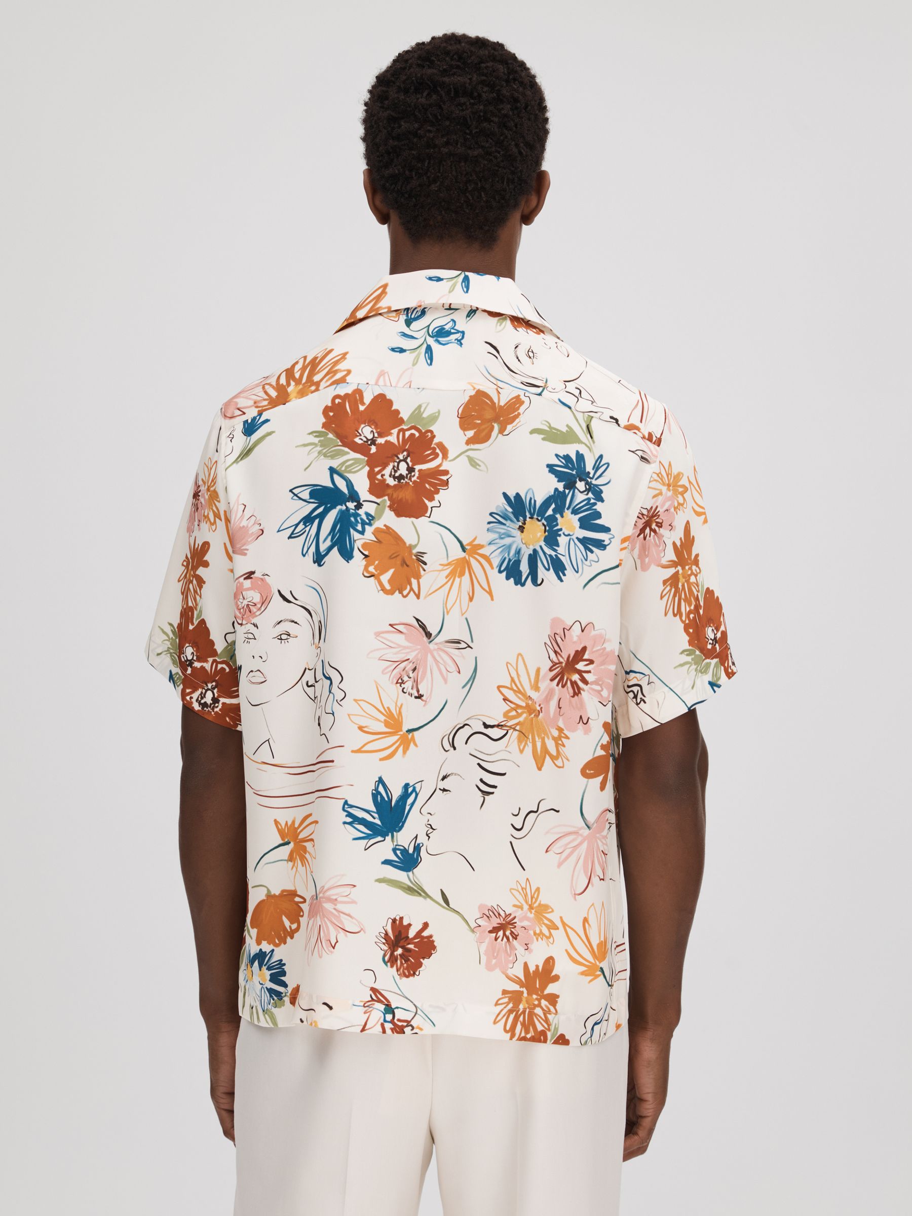 Printed Cuban Collar Shirt in Multi - Image 5 of 7