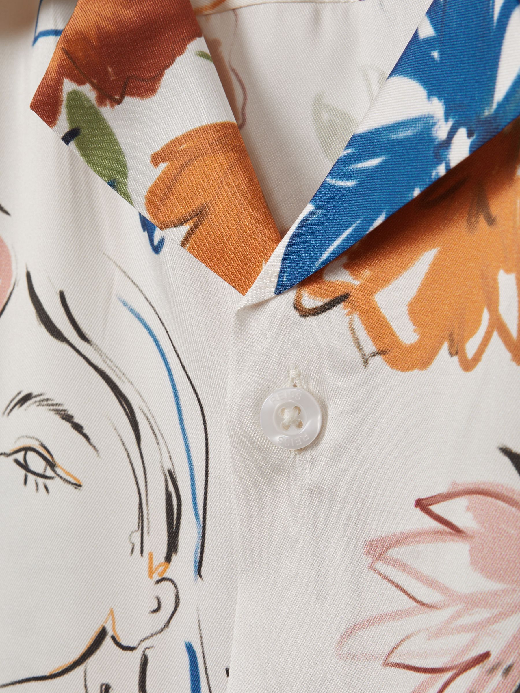 Printed Cuban Collar Shirt in Multi - Image 7 of 7