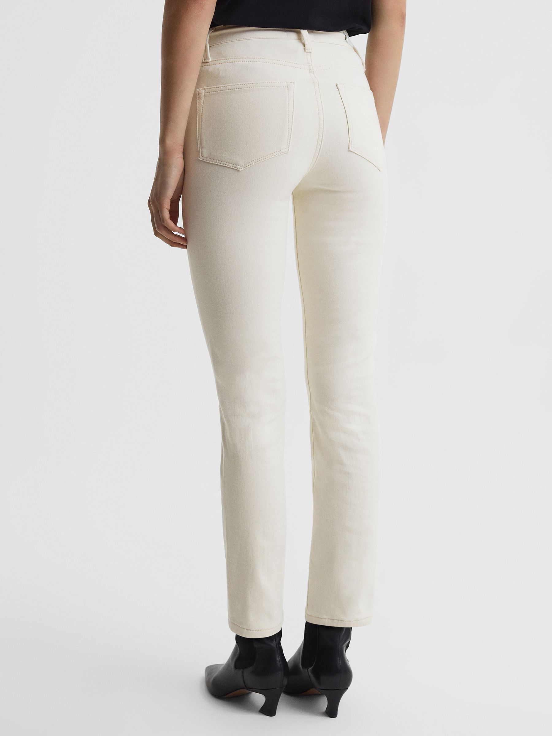 Paige High Rise Straight Leg Jeans in Ecru - Image 5 of 6