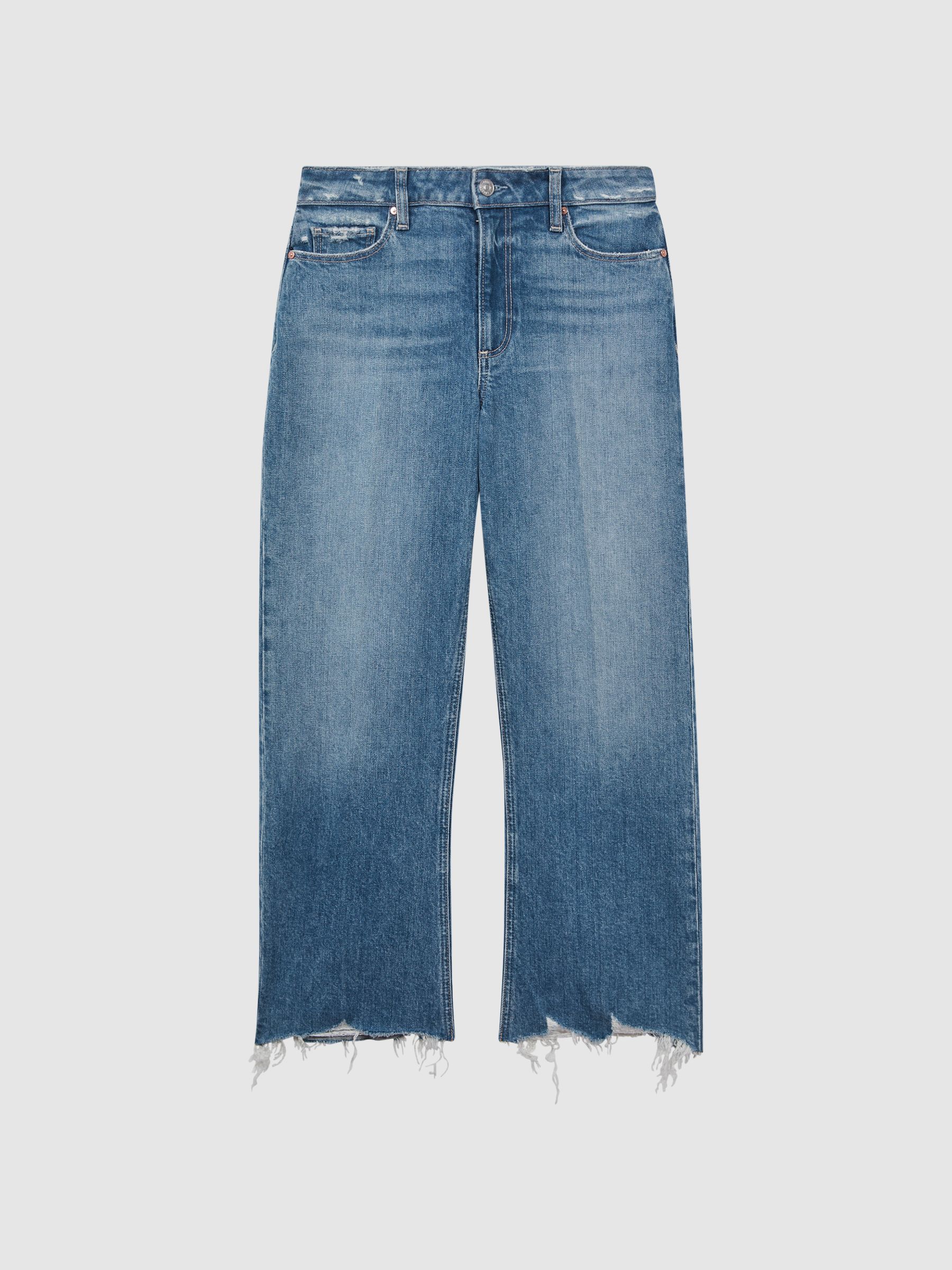 Paige Cropped Distressed Hem Jeans in Charming Blue - Image 2 of 7