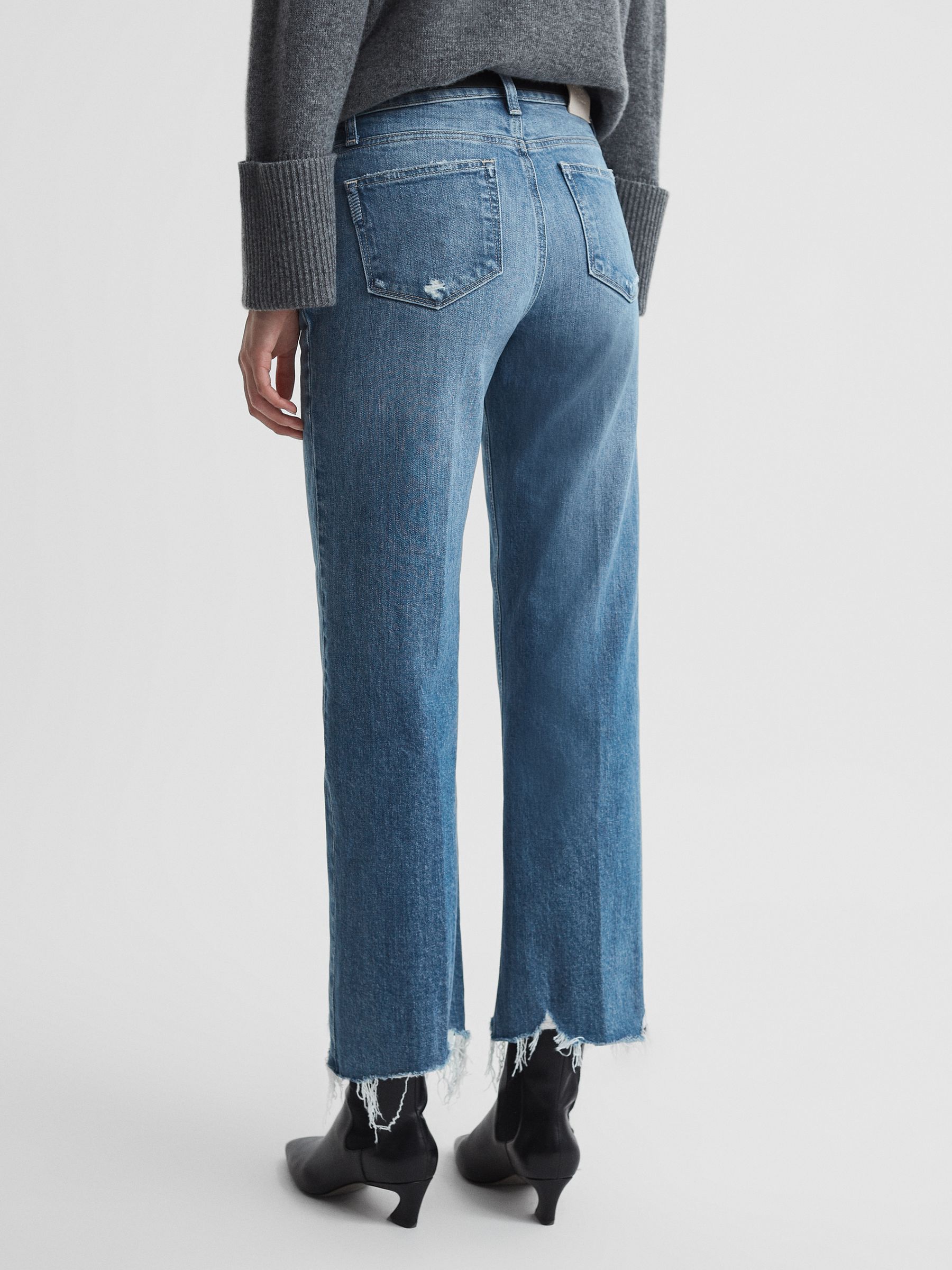 Paige Cropped Distressed Hem Jeans in Charming Blue - Image 5 of 7