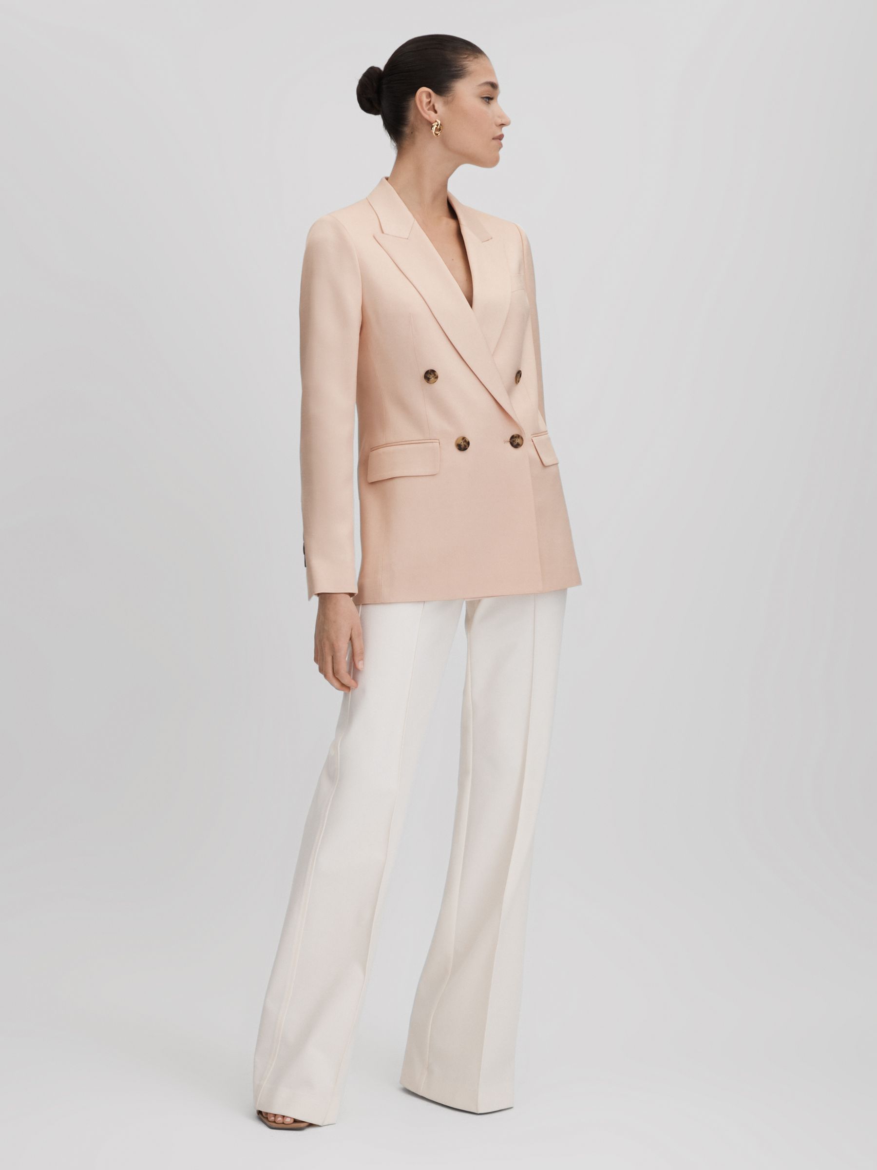 Double Breasted Satin Blazer in Pink - Image 3 of 6