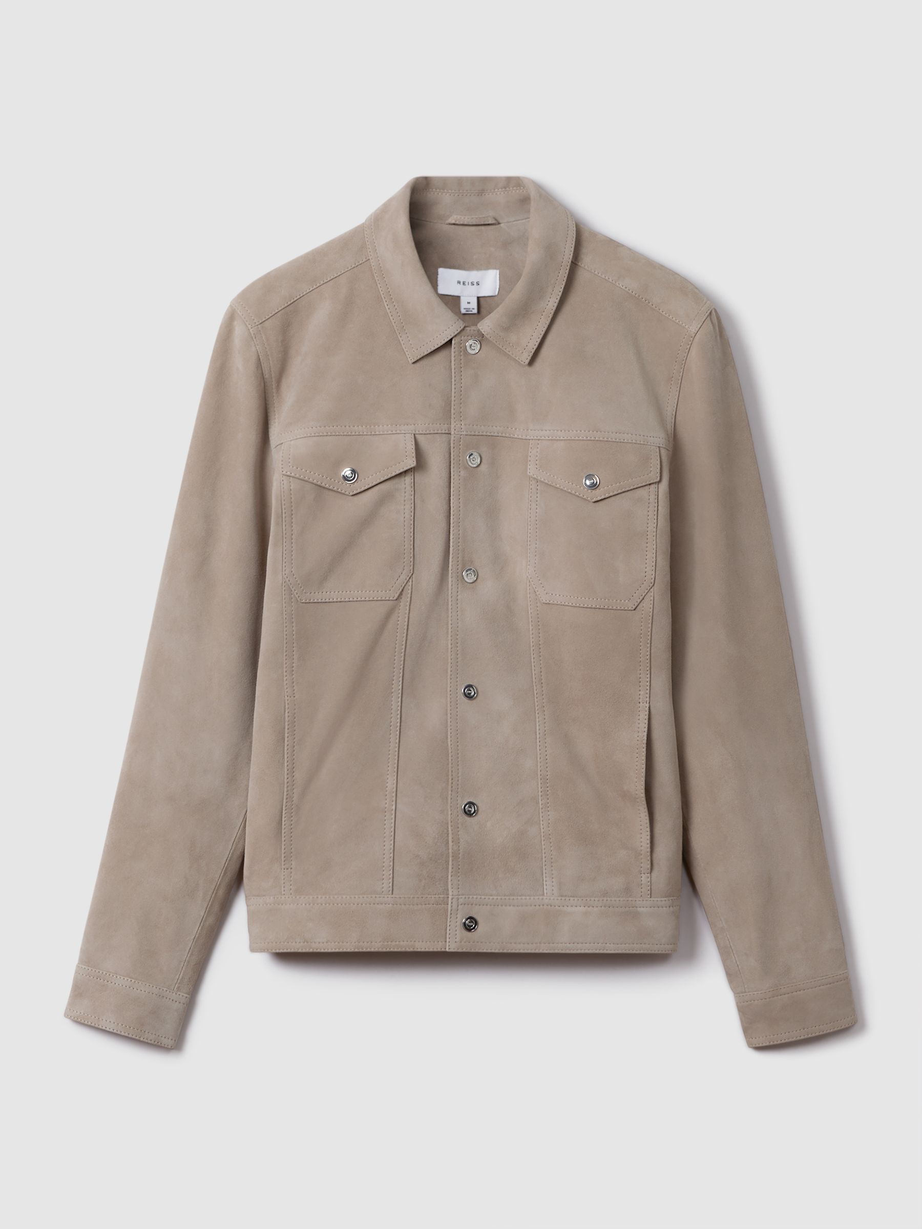 Suede Twin Pocket Overshirt in Mink - Image 2 of 7