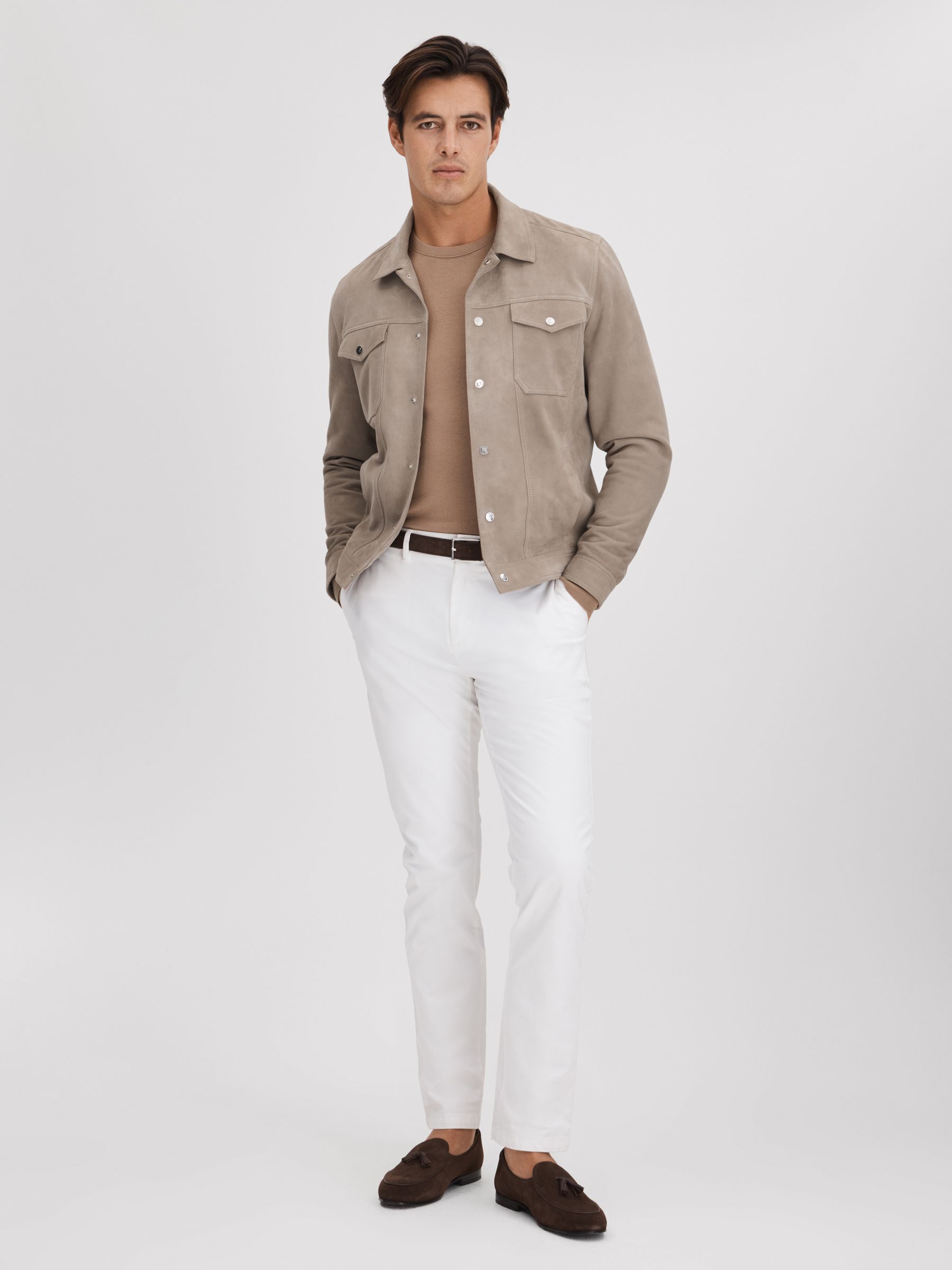 Suede Twin Pocket Overshirt in Mink - Image 3 of 7