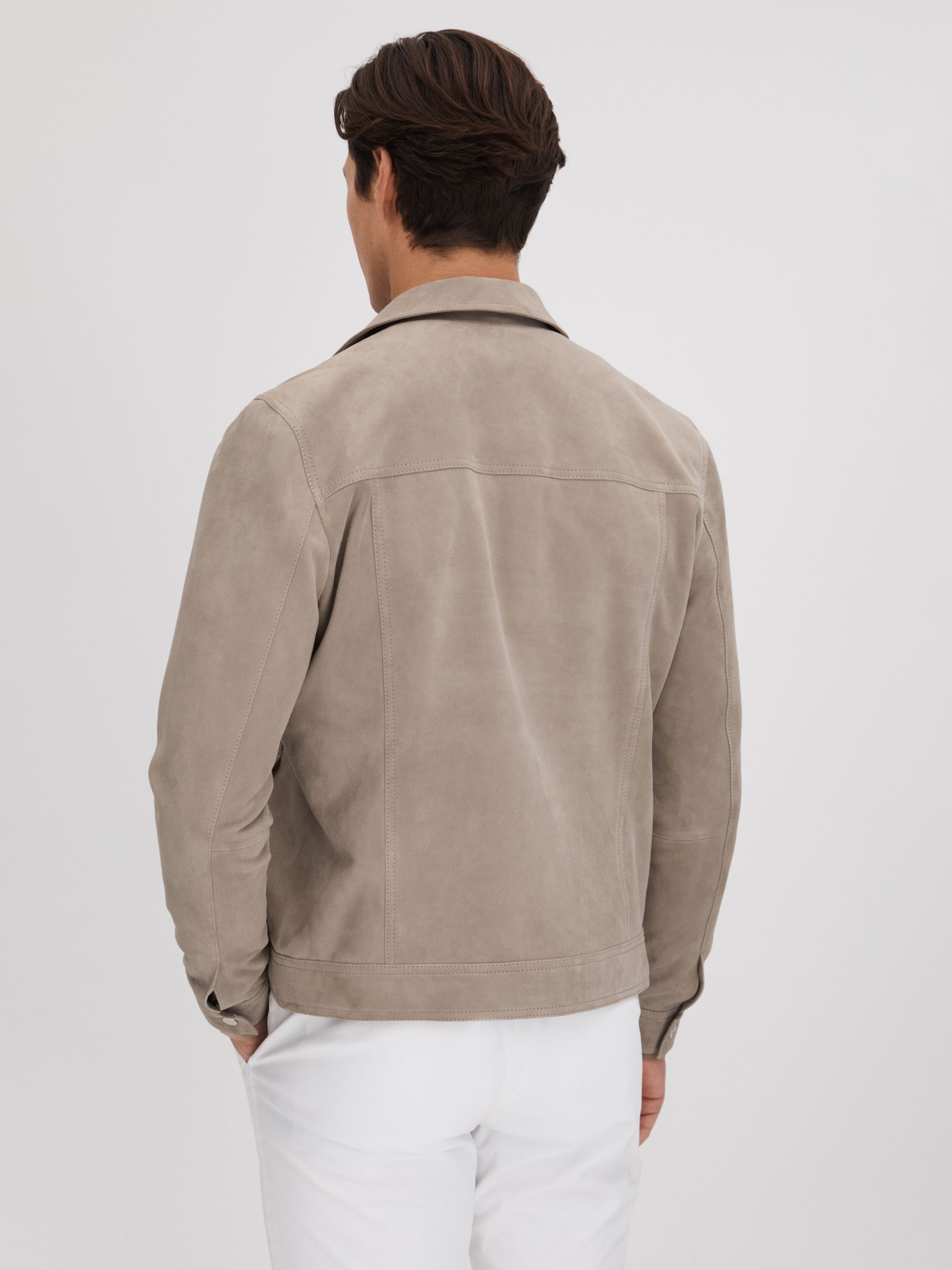 Suede Twin Pocket Overshirt in Mink - Image 6 of 7