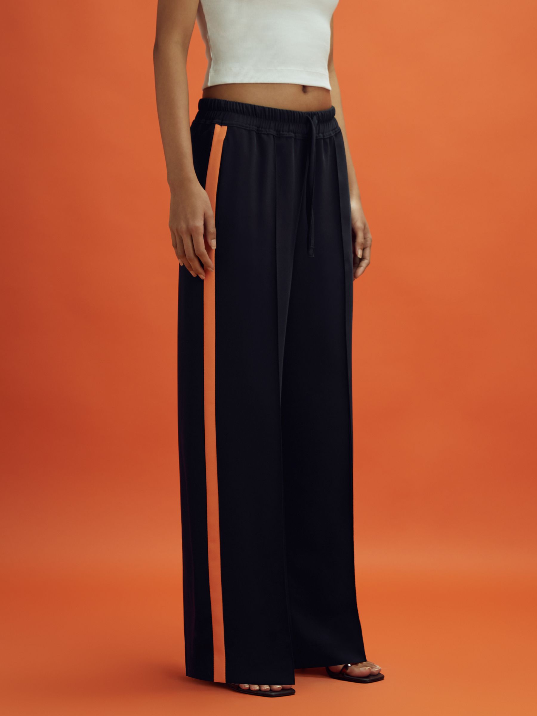 McLaren F1 Side Stripe Drawstring Trousers in Navy/Papaya - Image 3 of 8