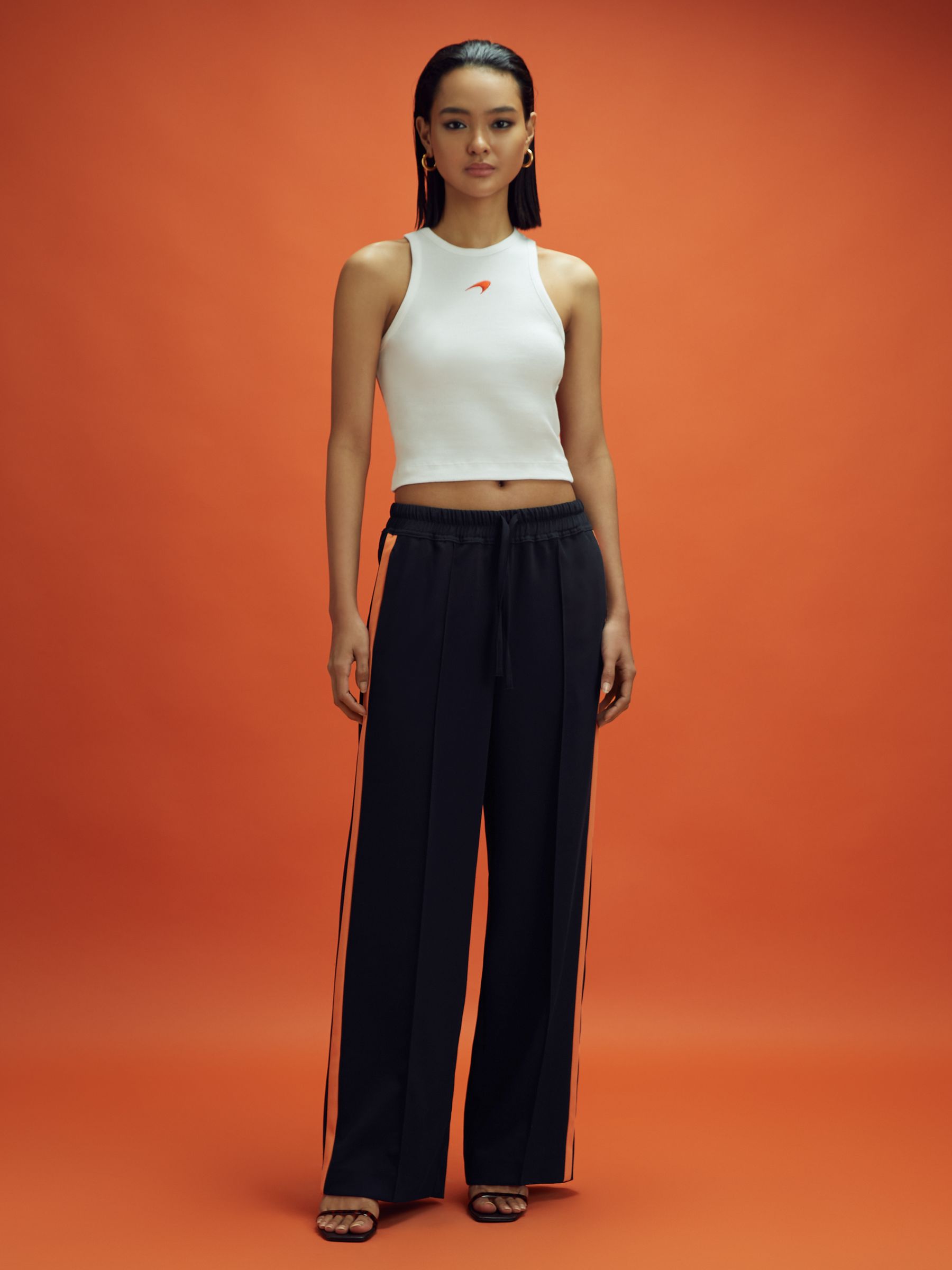 McLaren F1 Side Stripe Drawstring Trousers in Navy/Papaya - Image 6 of 8