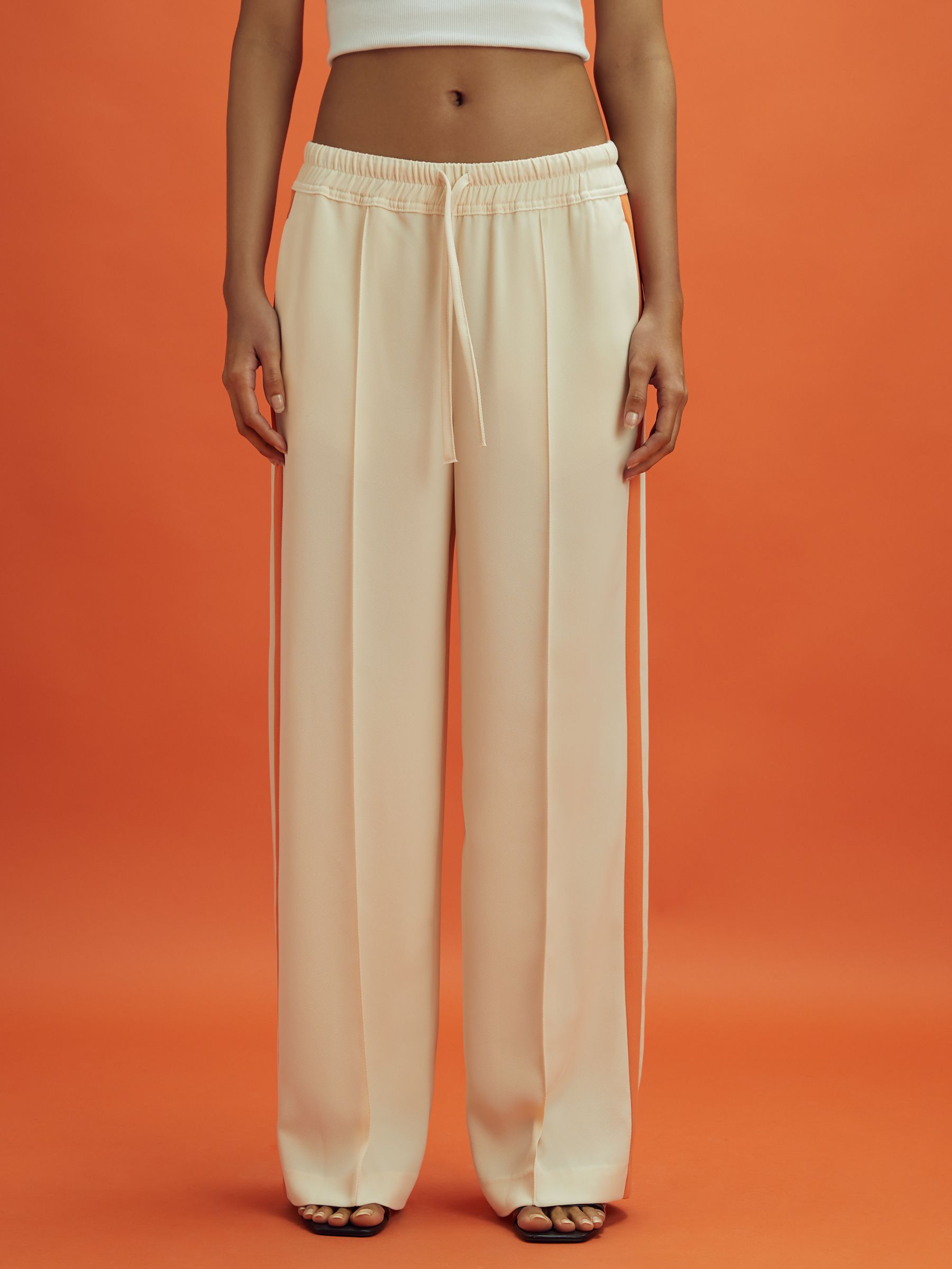 McLaren F1 Side Stripe Drawstring Trousers in Off White/Papaya - Image 1 of 7