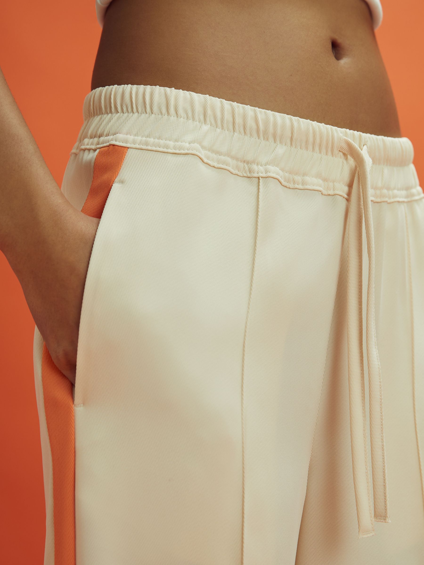 McLaren F1 Side Stripe Drawstring Trousers in Off White/Papaya - Image 4 of 7