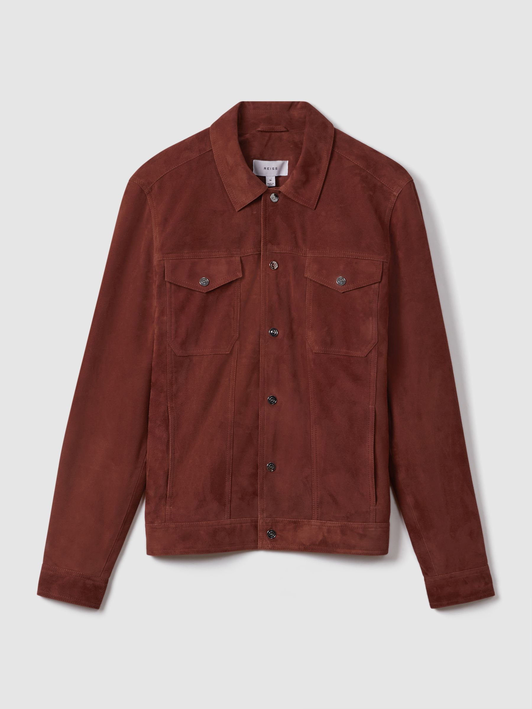 Suede Twin Pocket Overshirt in Rust - Image 2 of 6