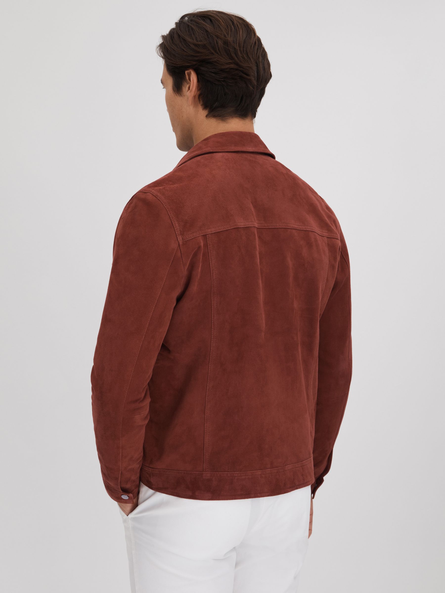 Suede Twin Pocket Overshirt in Rust - Image 5 of 6