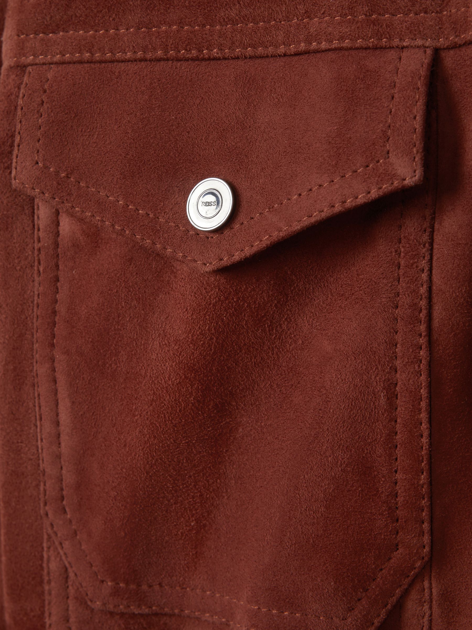 Suede Twin Pocket Overshirt in Rust - Image 6 of 6