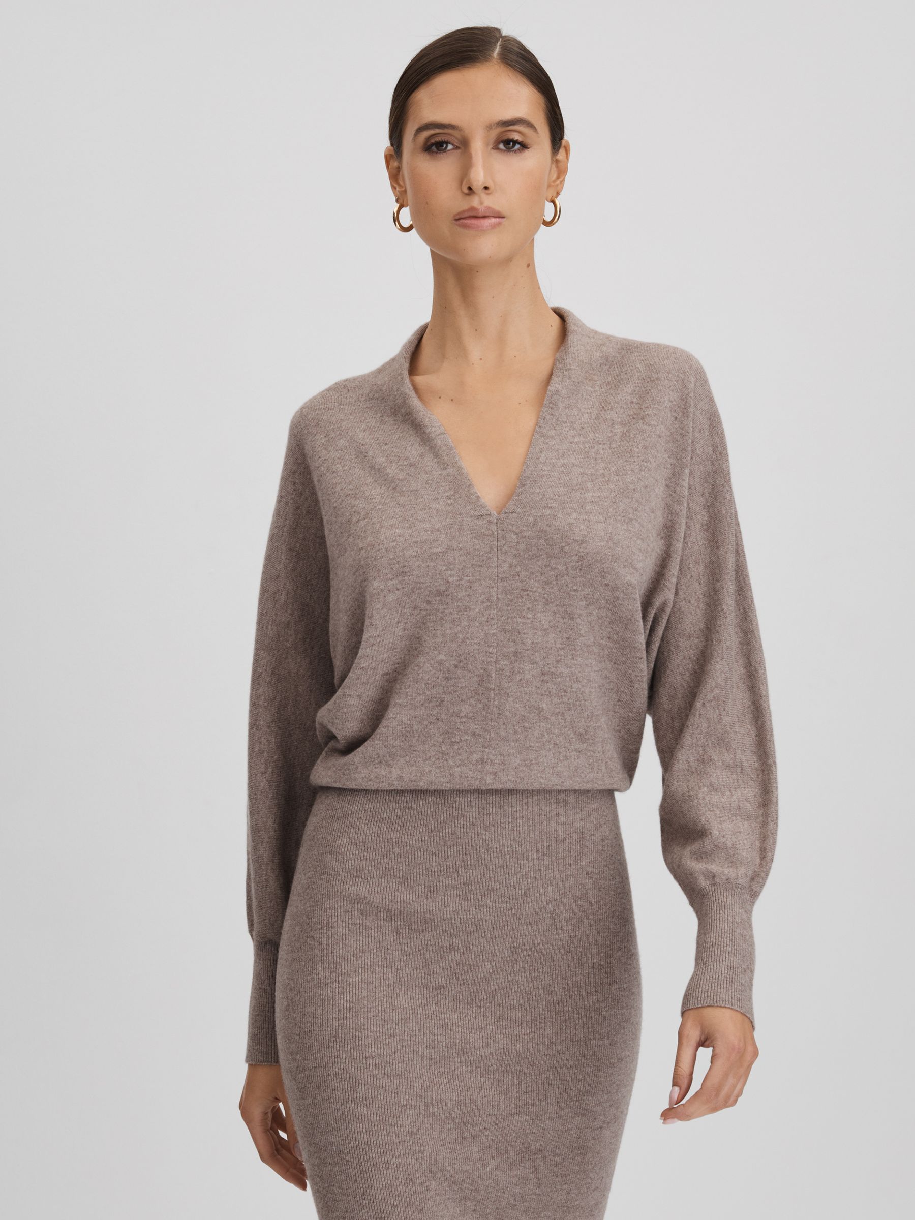 Petite Wool Blend Midi Dress in Neutral - Image 3 of 7