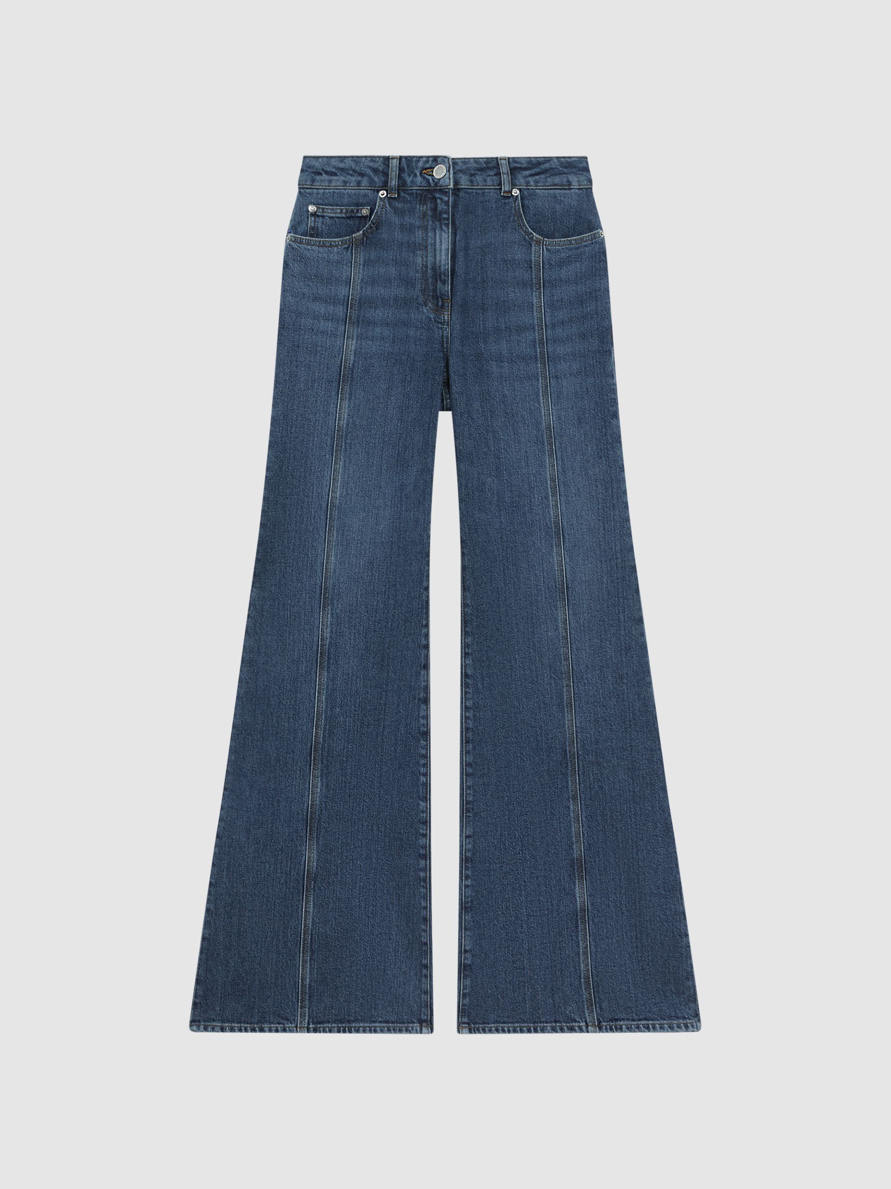 Flared Front Seam Jeans in Mid Blue - Image 2 of 6