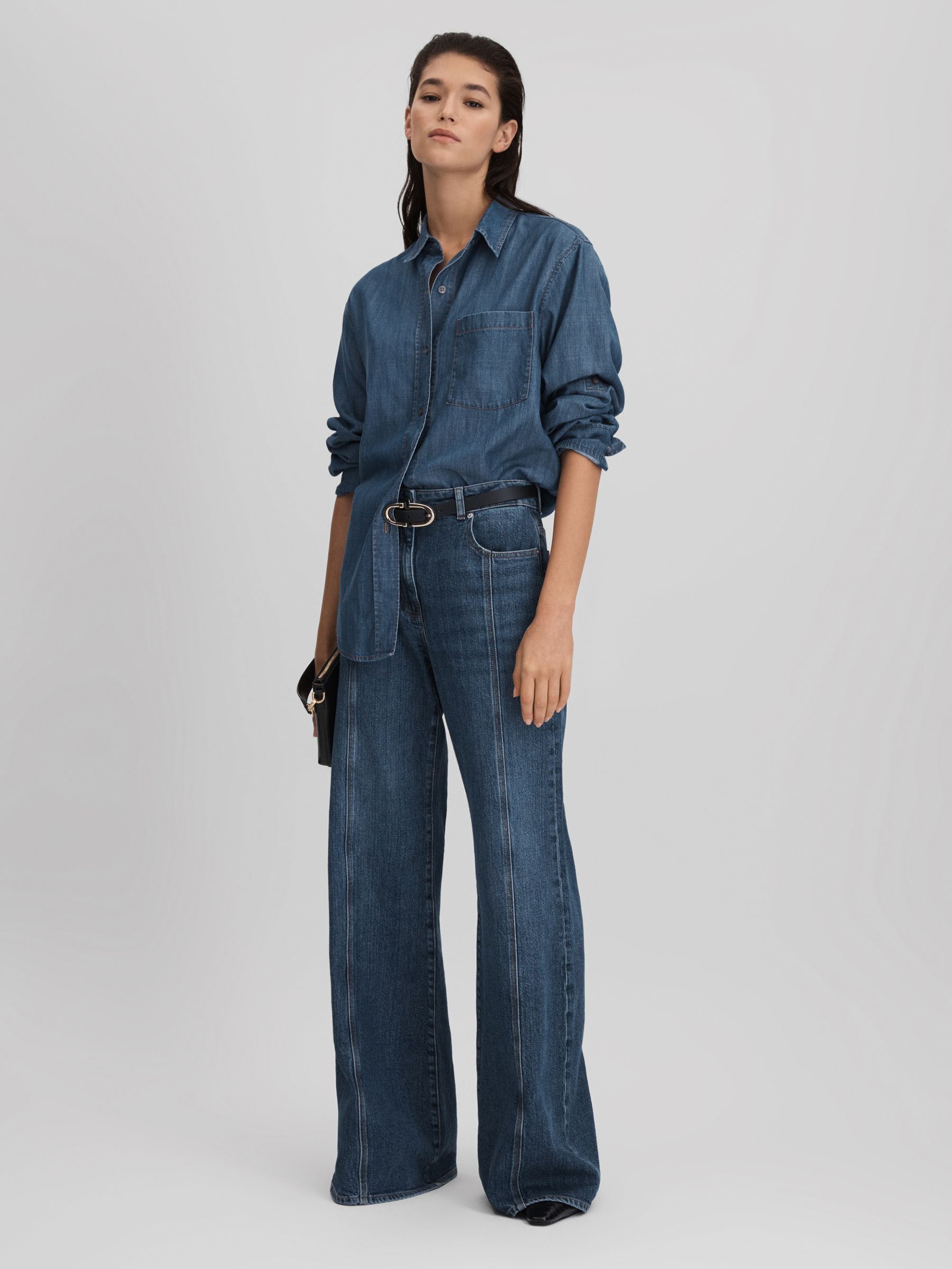 Flared Front Seam Jeans in Mid Blue - Image 6 of 6