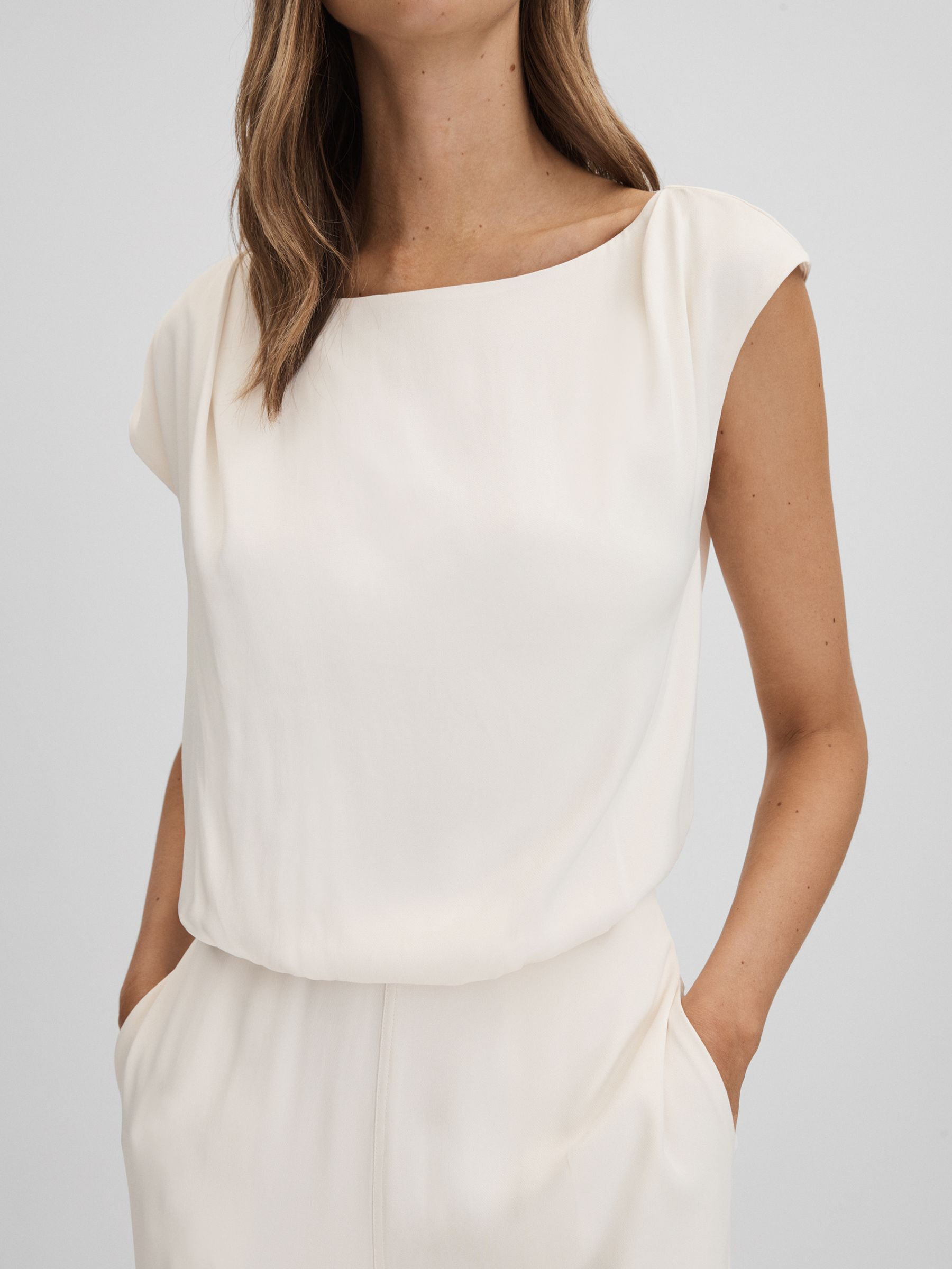 Draped Jumpsuit in Ivory - Image 4 of 6