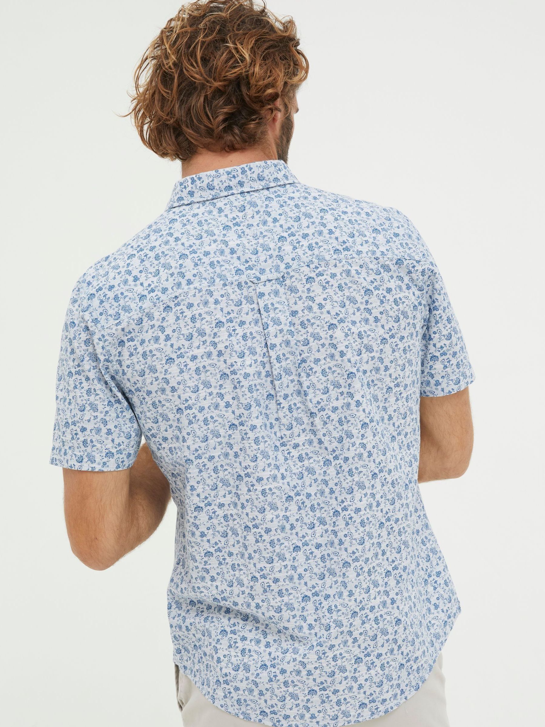 Blue Short Sleeve Floral Print Shirt - Image 2 of 5