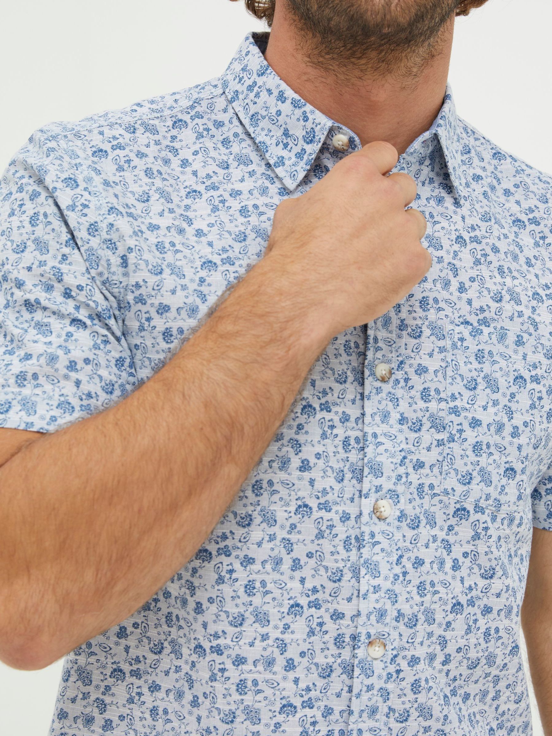 Blue Short Sleeve Floral Print Shirt - Image 4 of 5