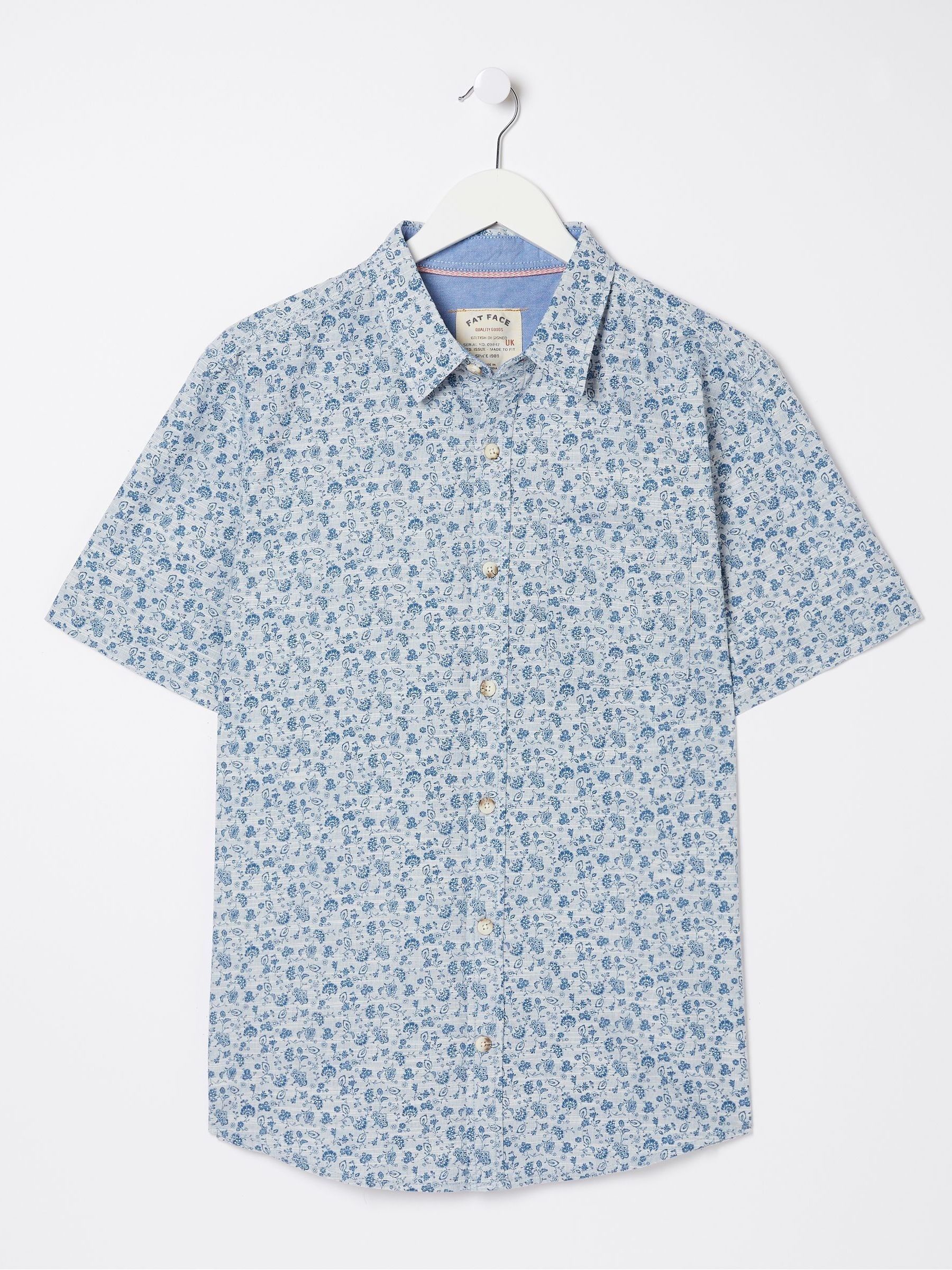 Blue Short Sleeve Floral Print Shirt - Image 5 of 5