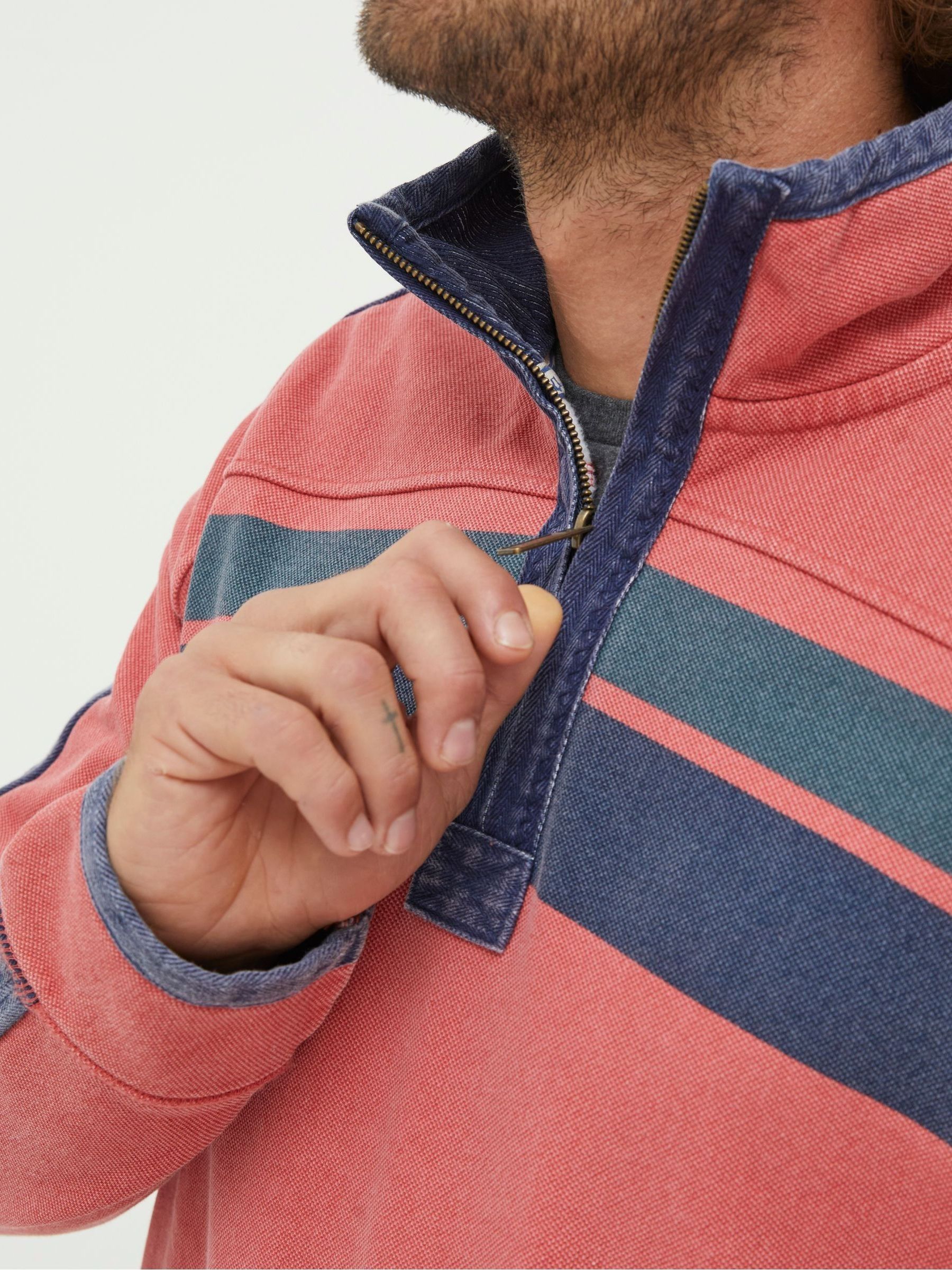 Pink Yoke Stripe Sweatshirt - Image 2 of 3 Pink Yoke Stripe Sweatshirt - Image 2 of 3