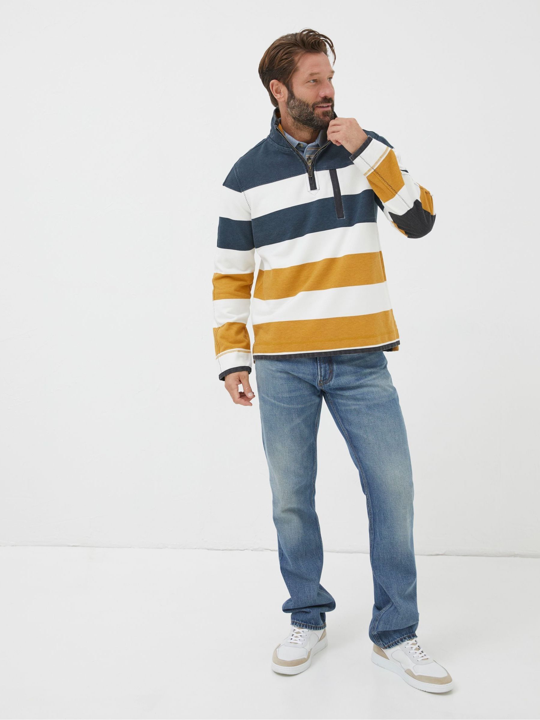 Airlie Yellow Rugby Stripe Sweatshirt - Image 1 of 6 Airlie Yellow Rugby Stripe Sweatshirt - Image 1 of 6