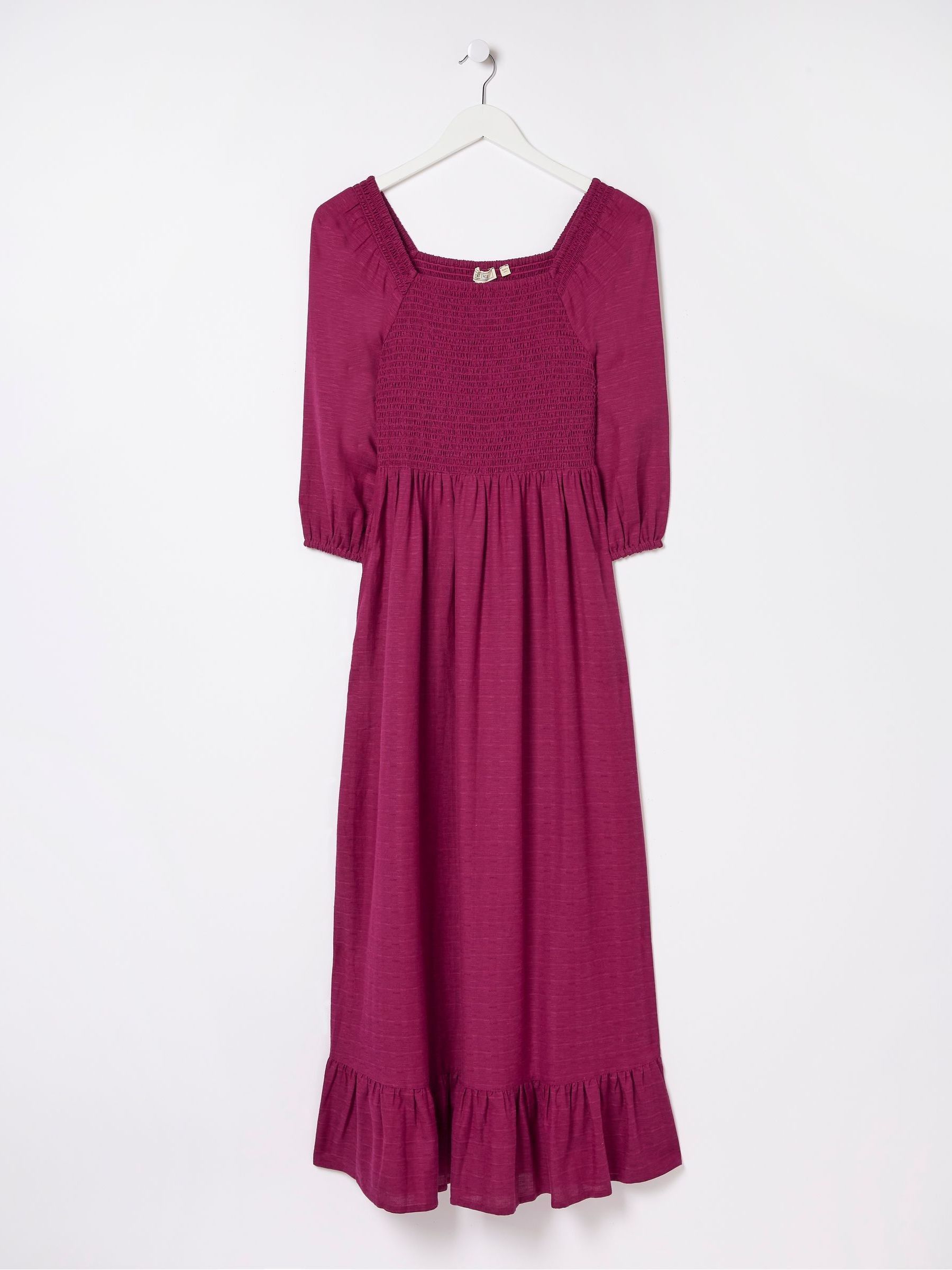 Adele Red/Pink Midi Dress With Linen - Image 6 of 6