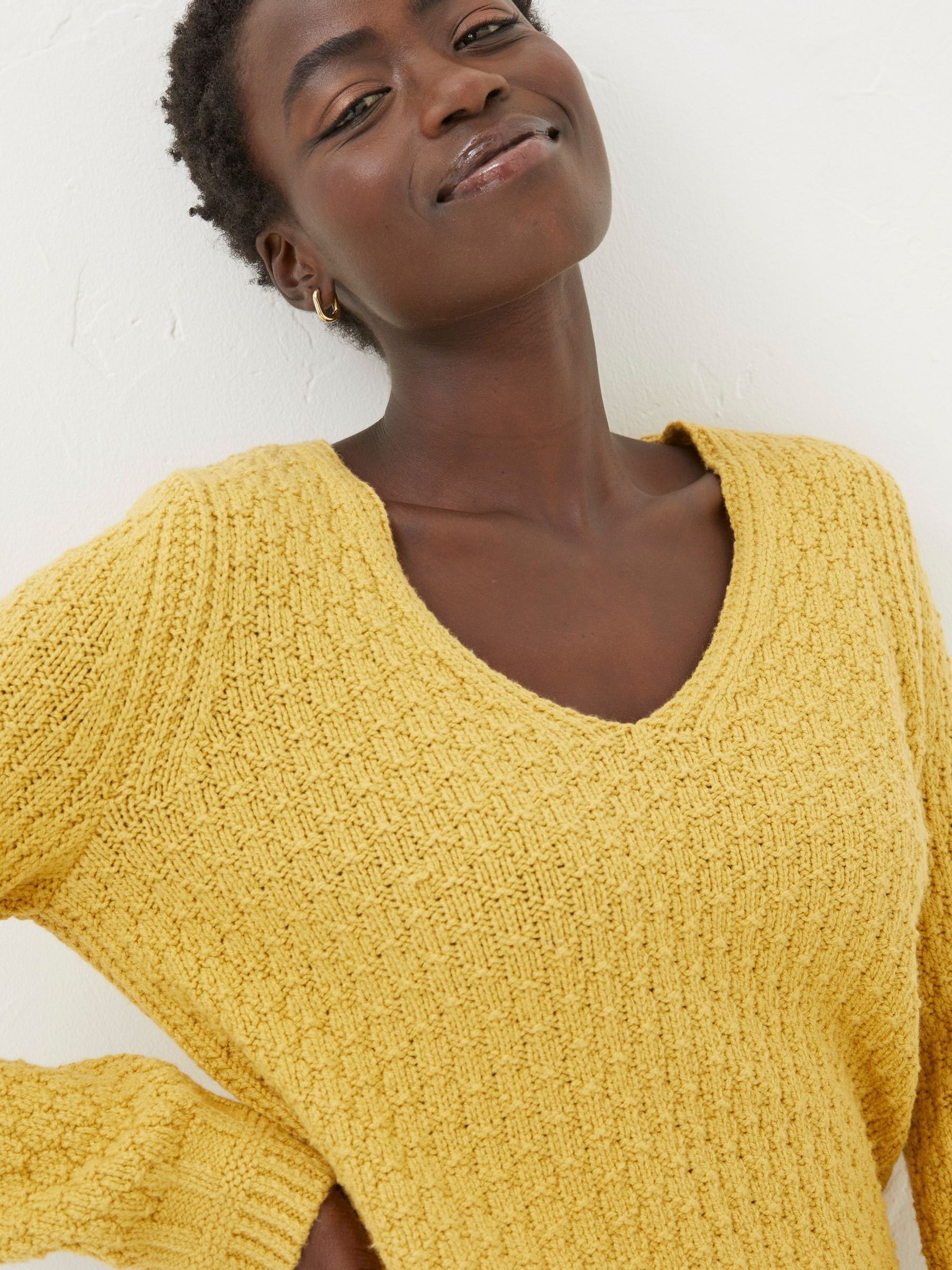 Yellow V-Neck Jumper - Image 3 of 4