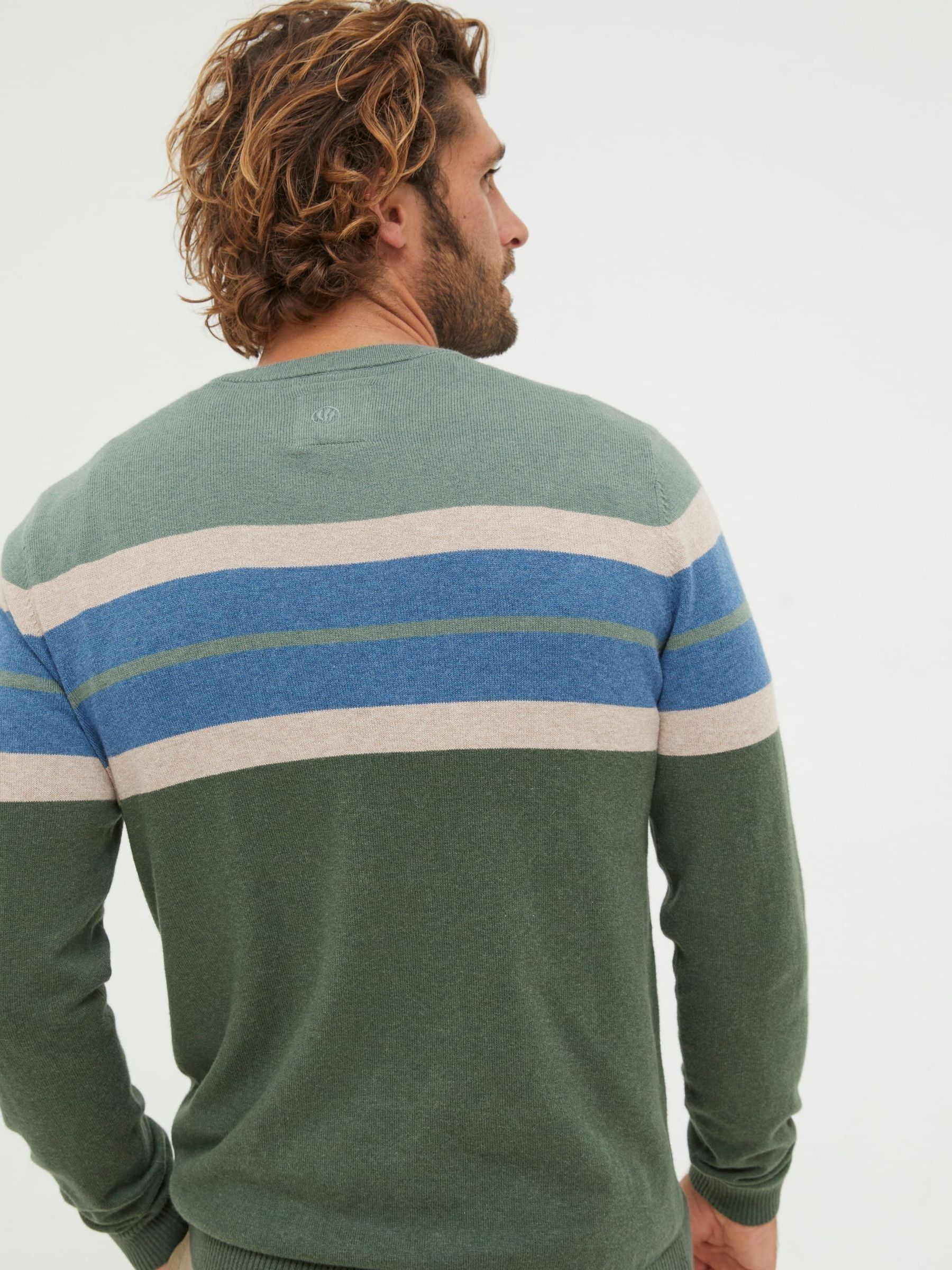 Green Chest Stripe Crew Jumper - Image 2 of 5