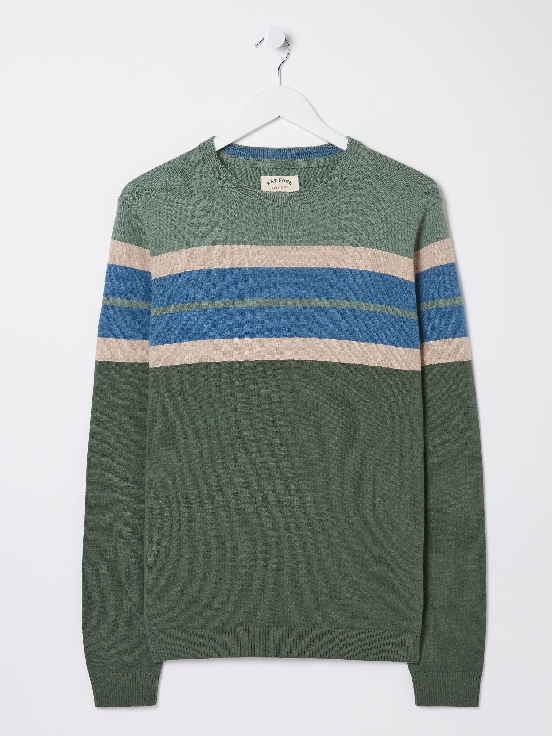 Green Chest Stripe Crew Jumper - Image 5 of 5