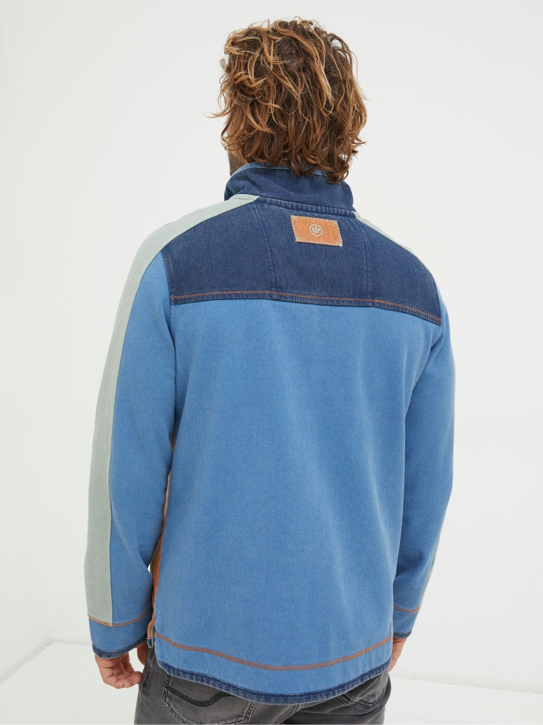 Airlie Blue Panel Contrast Sweatshirt - Image 2 of 5 Airlie Blue Panel Contrast Sweatshirt - Image 2 of 5