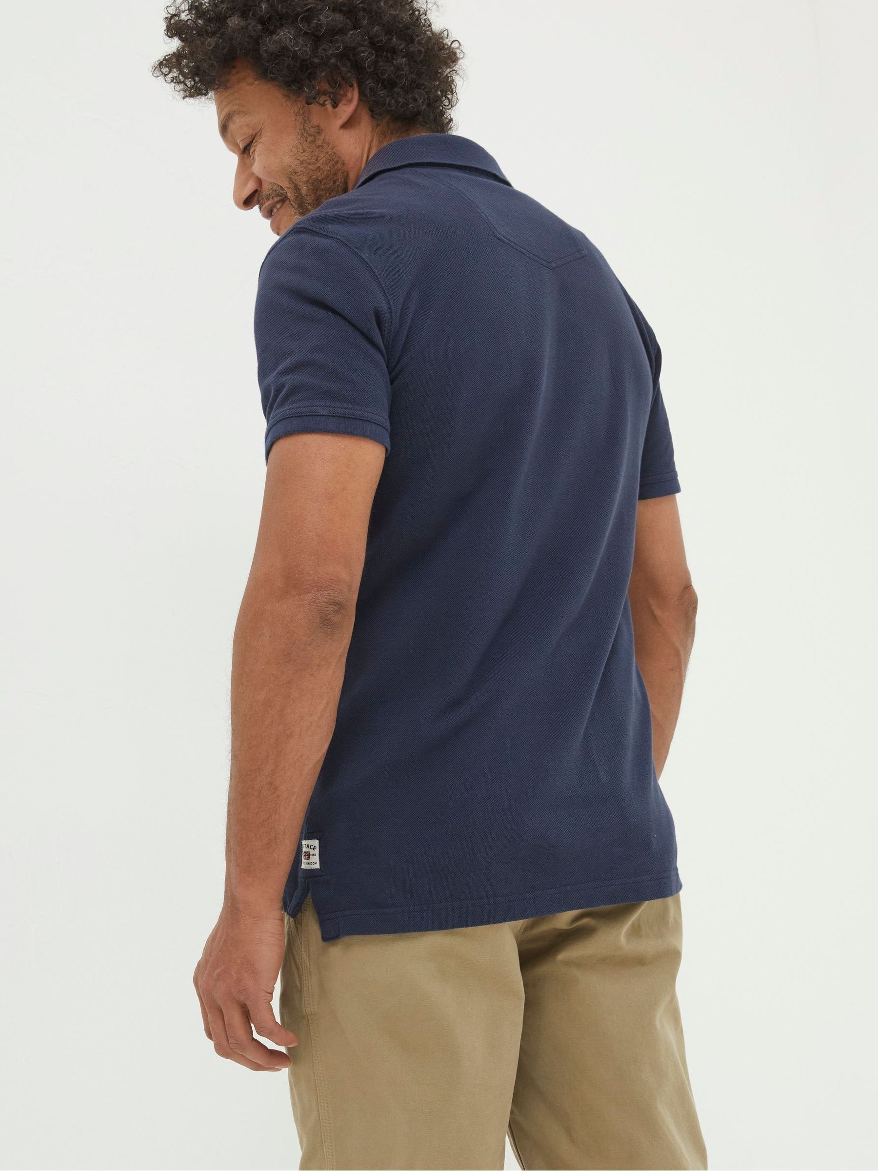 Navy Blue Pique Polo Shirt - Image 2 of 4 Navy Blue Pique Polo Shirt - Image 2 of 4