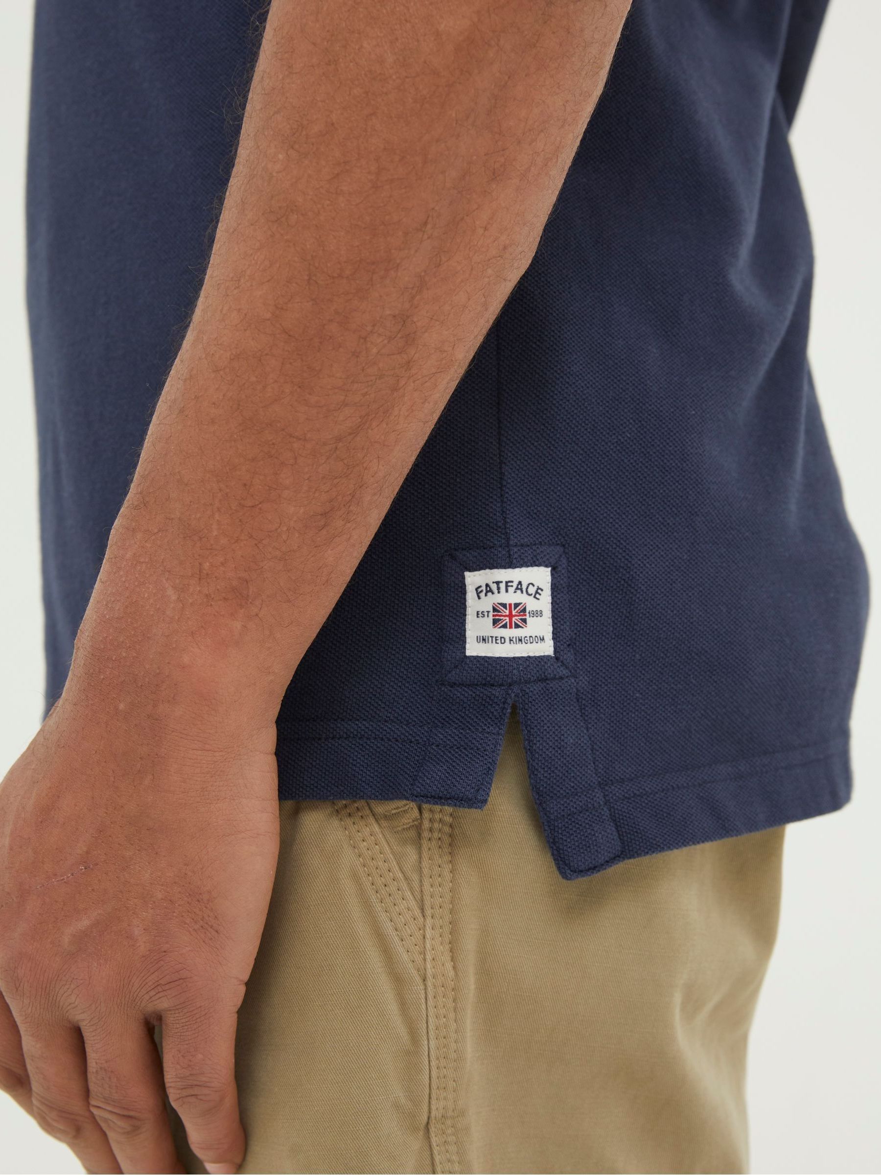 Navy Blue Pique Polo Shirt - Image 3 of 4