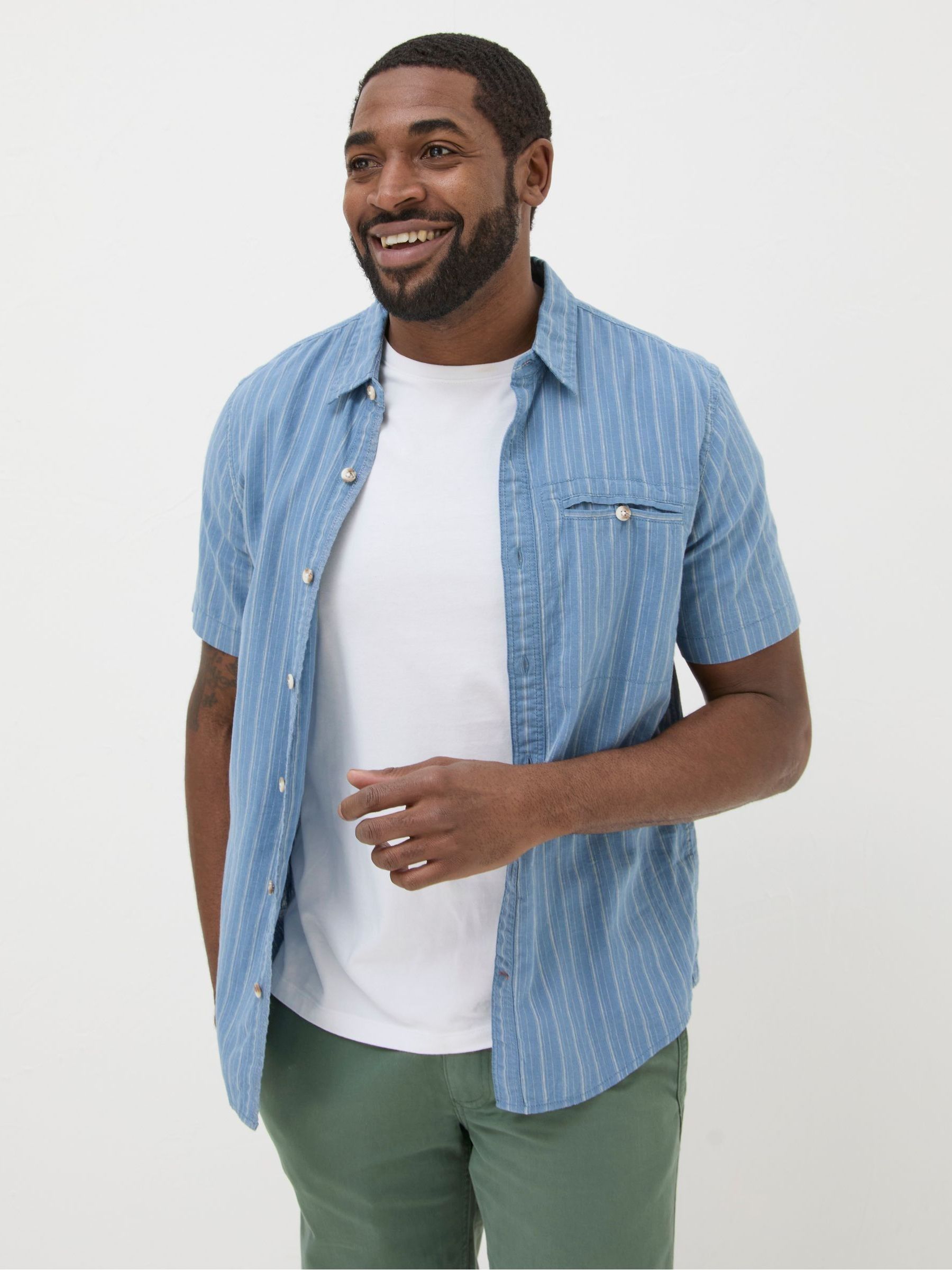 Blue Short Sleeve Burford Stripe Shirt - Image 1 of 4
