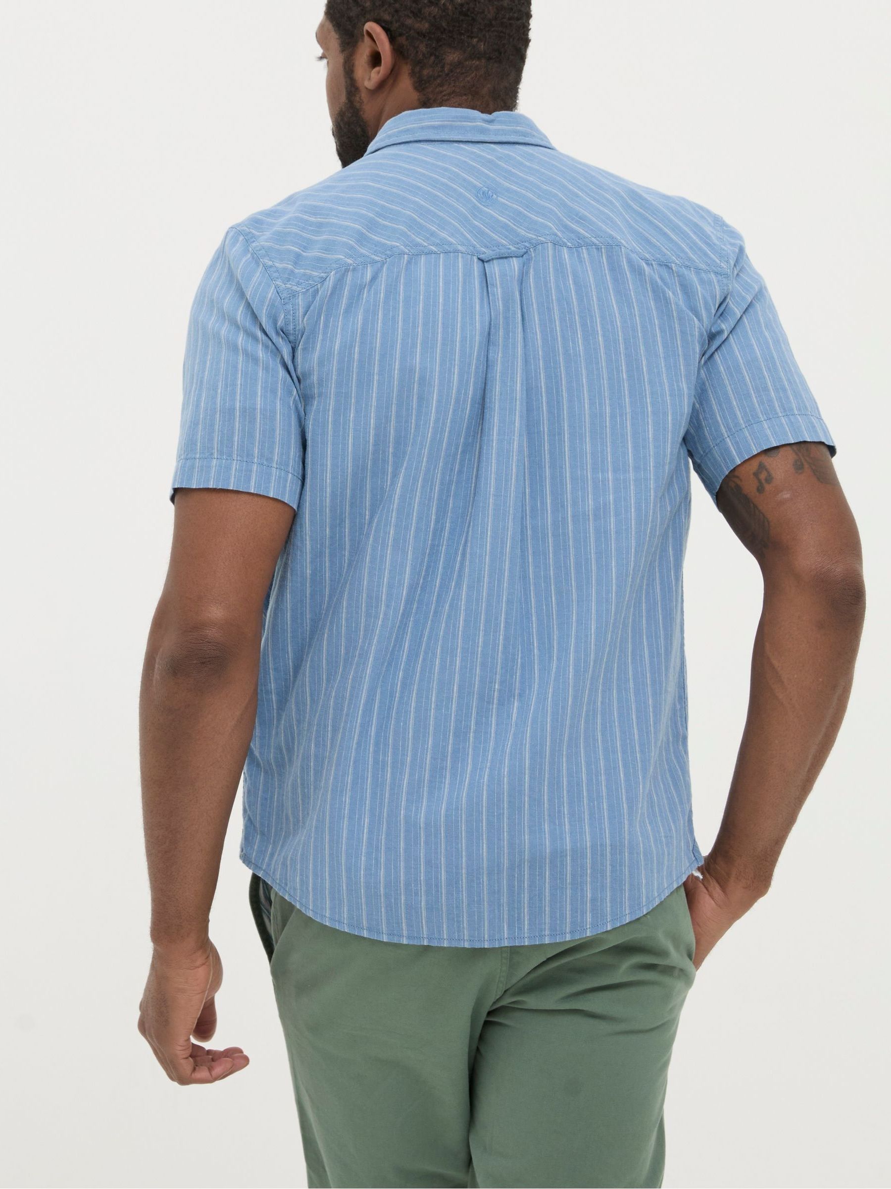 Blue Short Sleeve Burford Stripe Shirt - Image 2 of 4