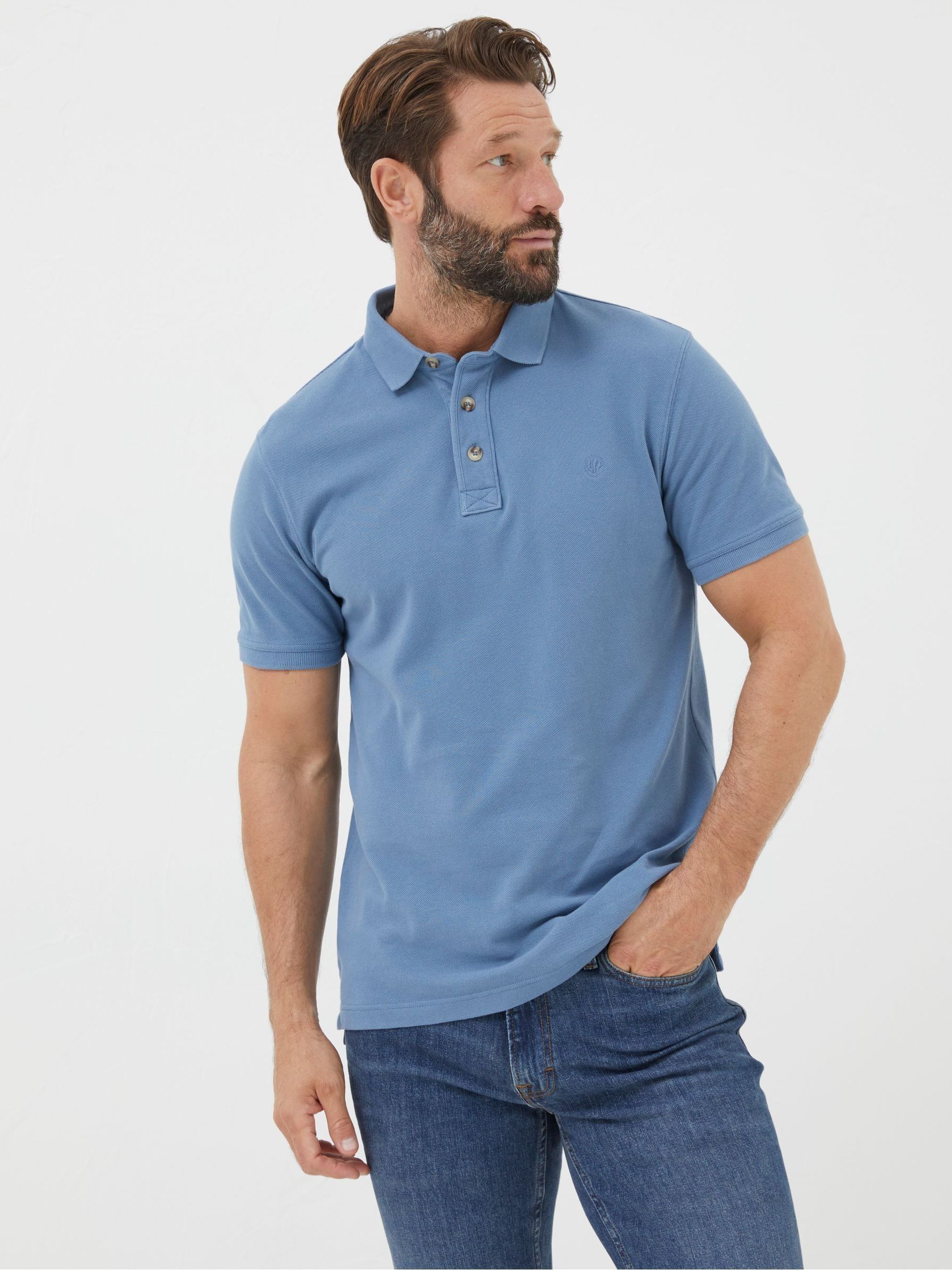 Slate Blue Pique Polo Shirt - Image 1 of 5