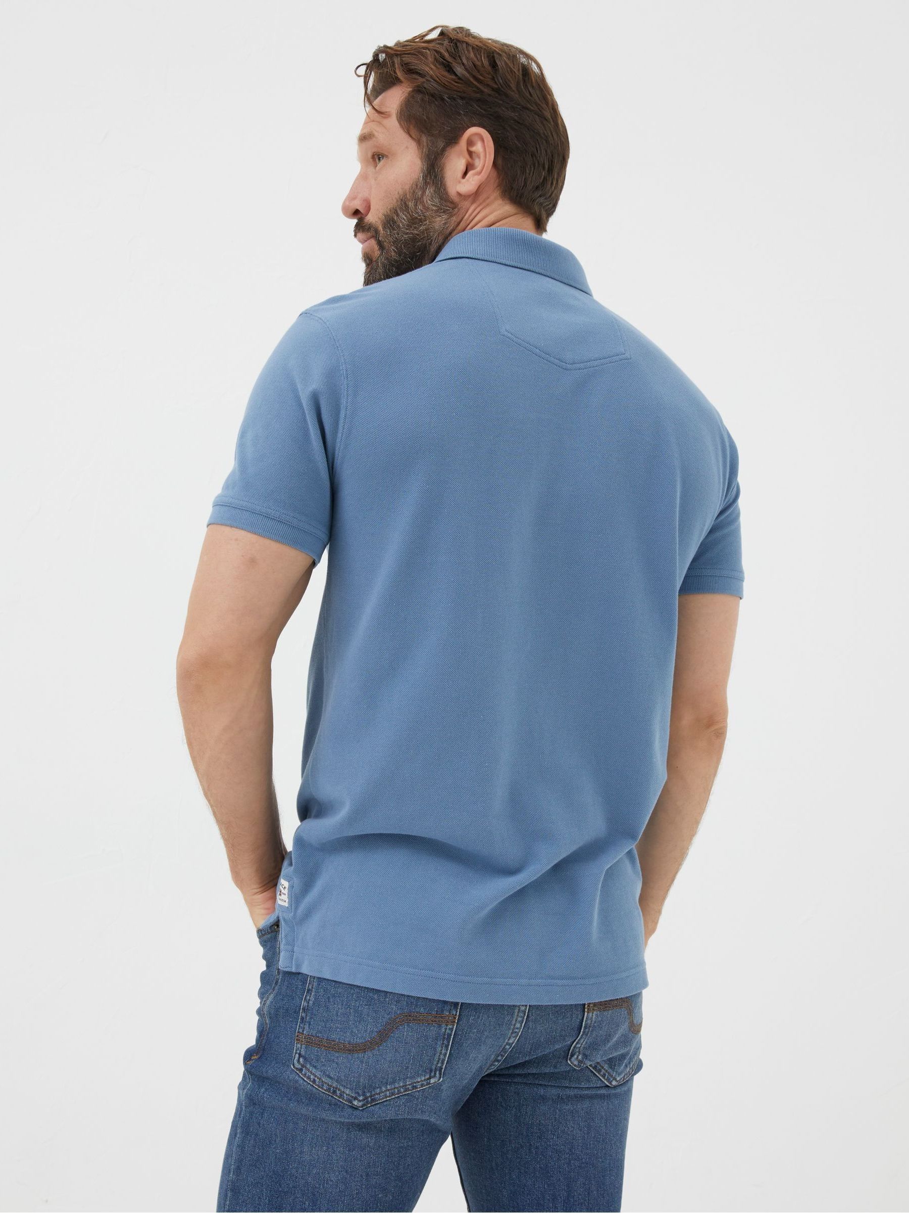 Slate Blue Pique Polo Shirt - Image 2 of 5 Slate Blue Pique Polo Shirt - Image 2 of 5
