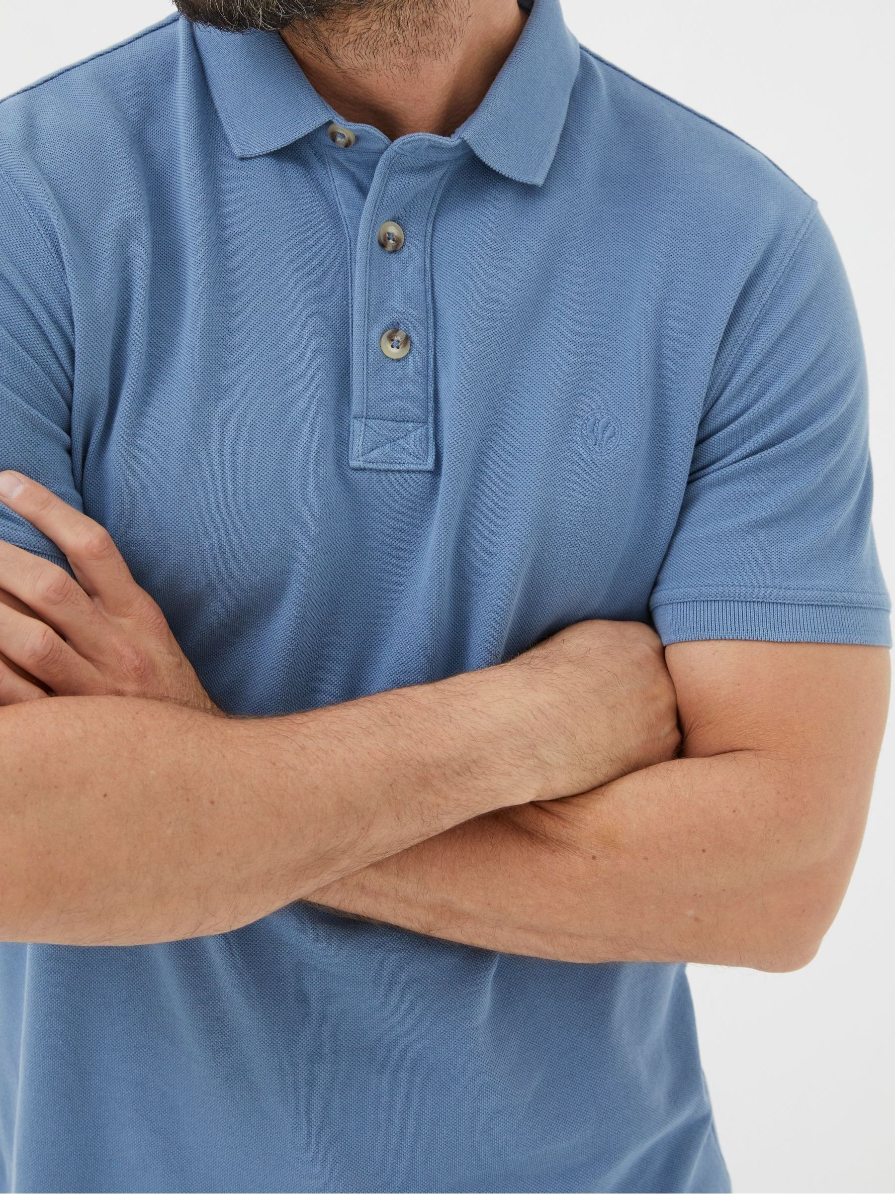 Slate Blue Pique Polo Shirt - Image 4 of 5