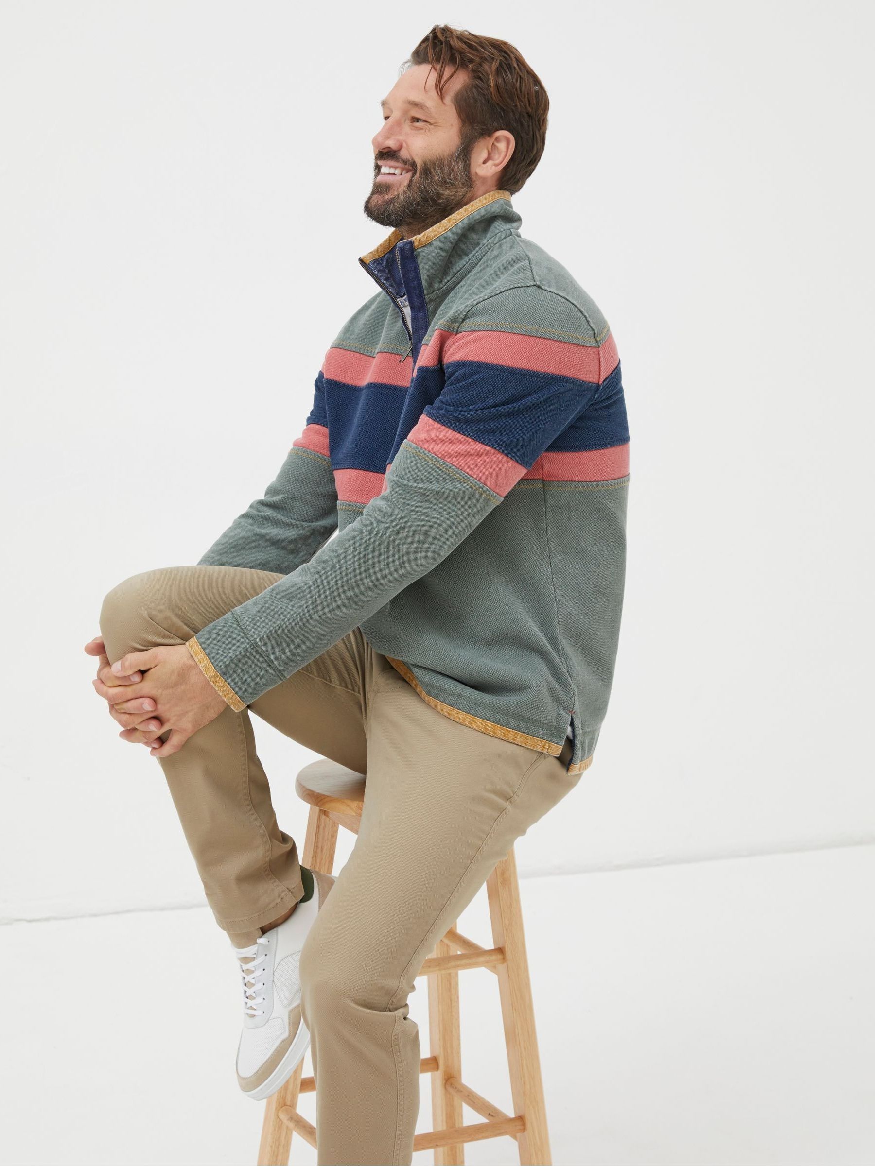 Airlie Green Chest Stripe Sweatshirt - Image 3 of 6