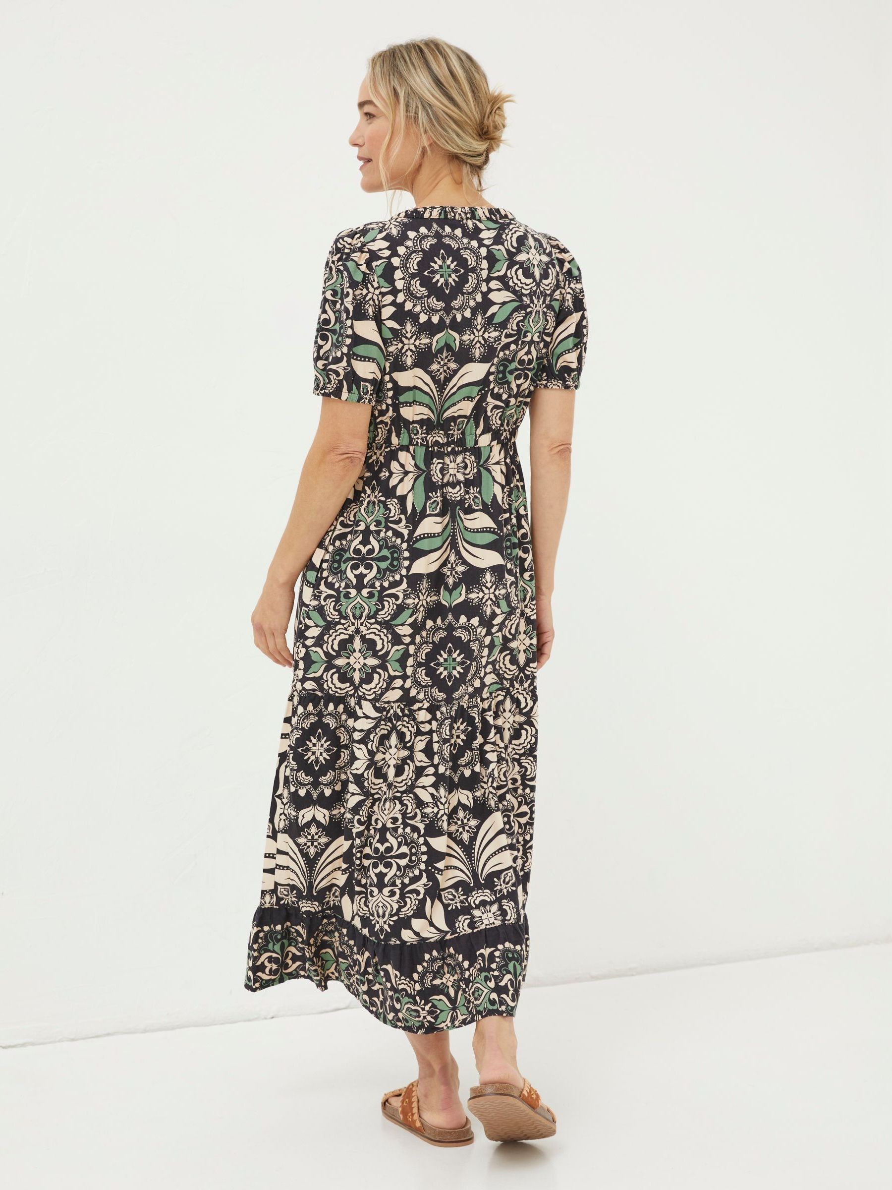 Black Priya Mosaic Leaf Midi Dress - Image 2 of 6