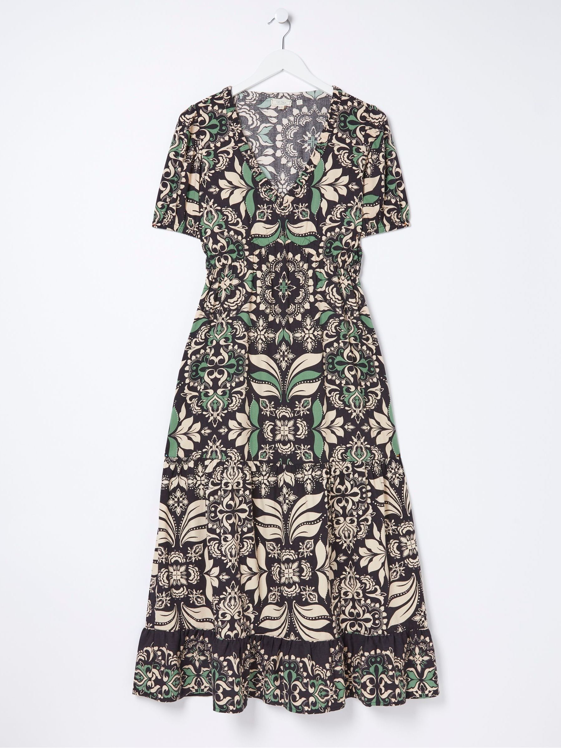 Black Priya Mosaic Leaf Midi Dress - Image 6 of 6