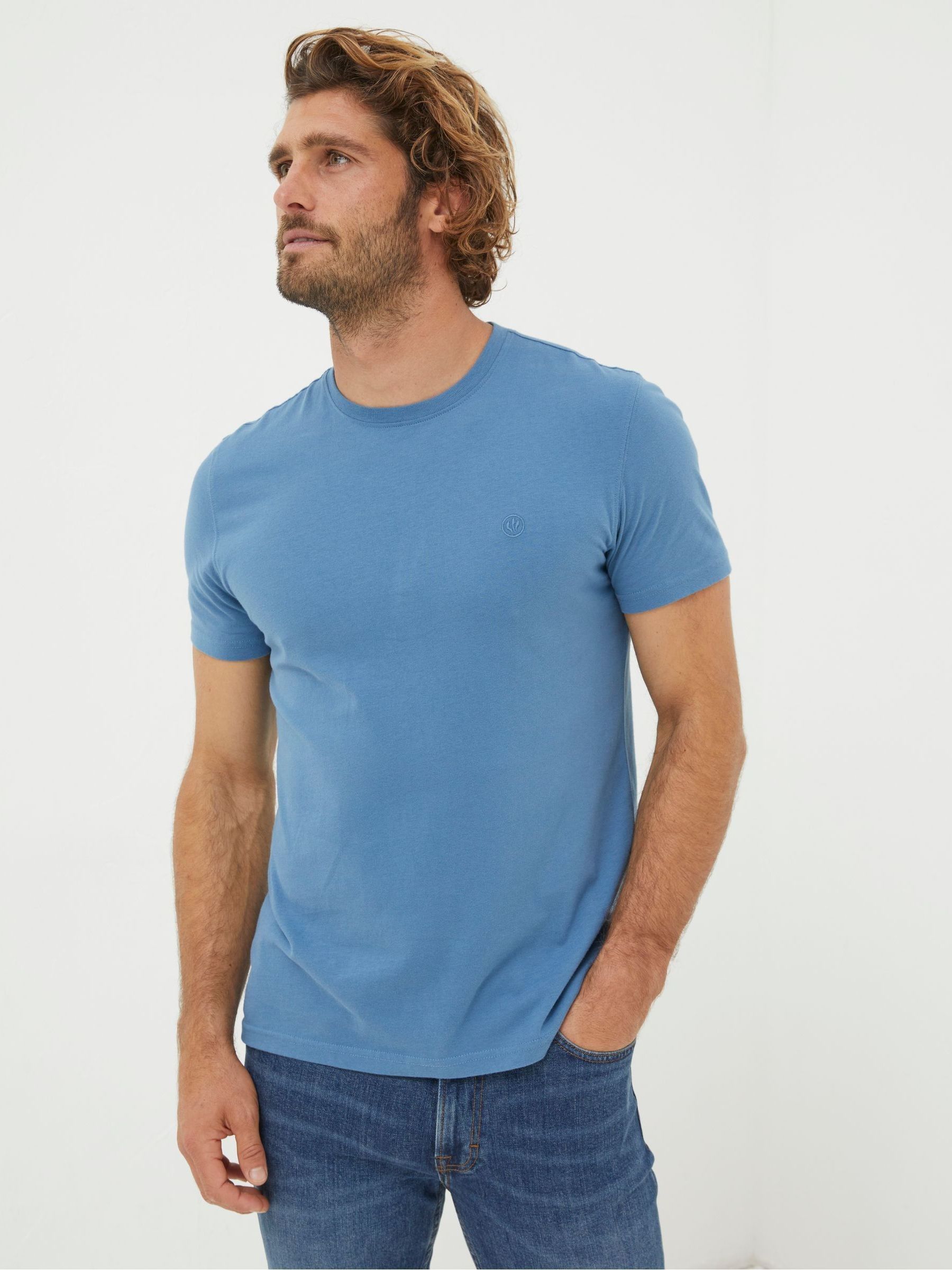 Lulworth Mid Blue Crew T-Shirt - Image 1 of 5