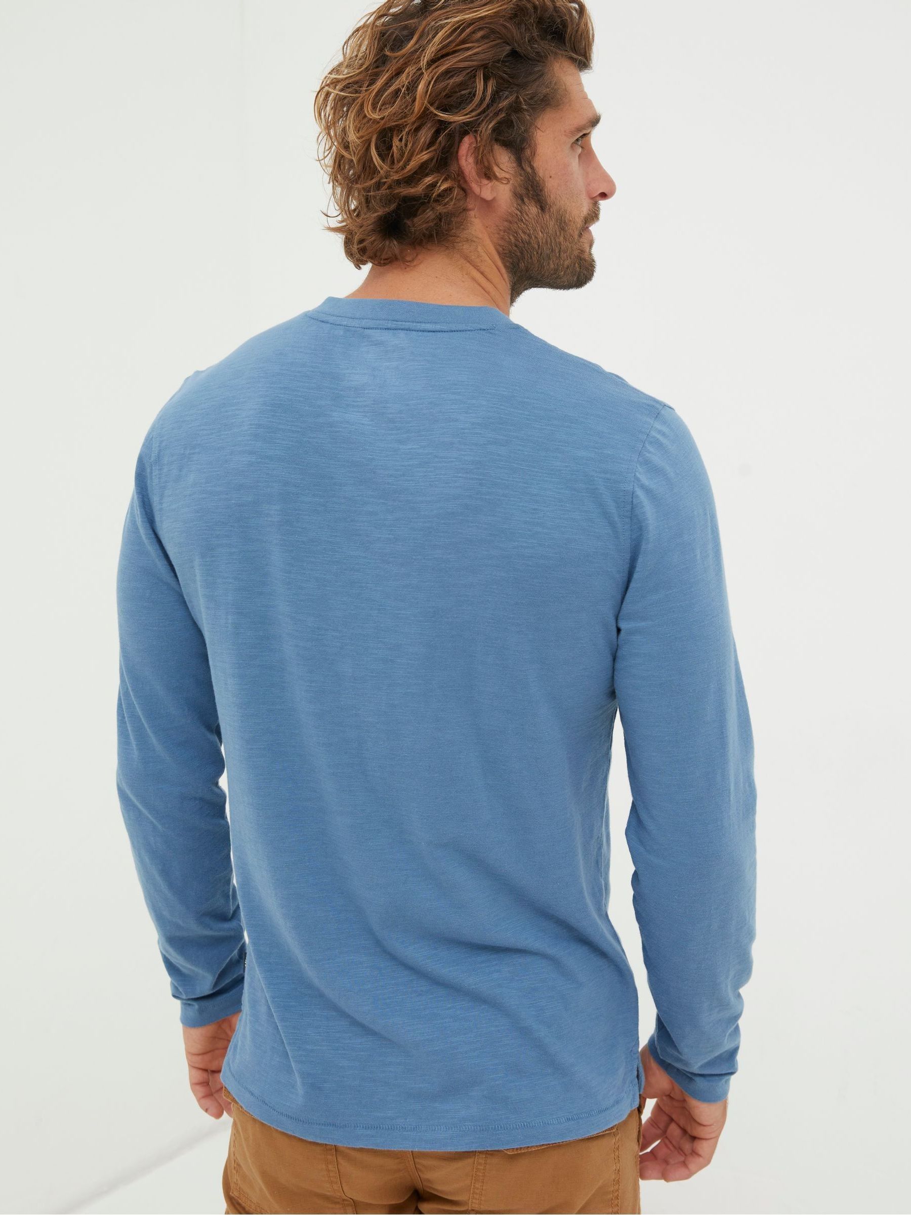 Blue Long Sleeve Woodside Slub Henley T-Shirt - Image 2 of 6